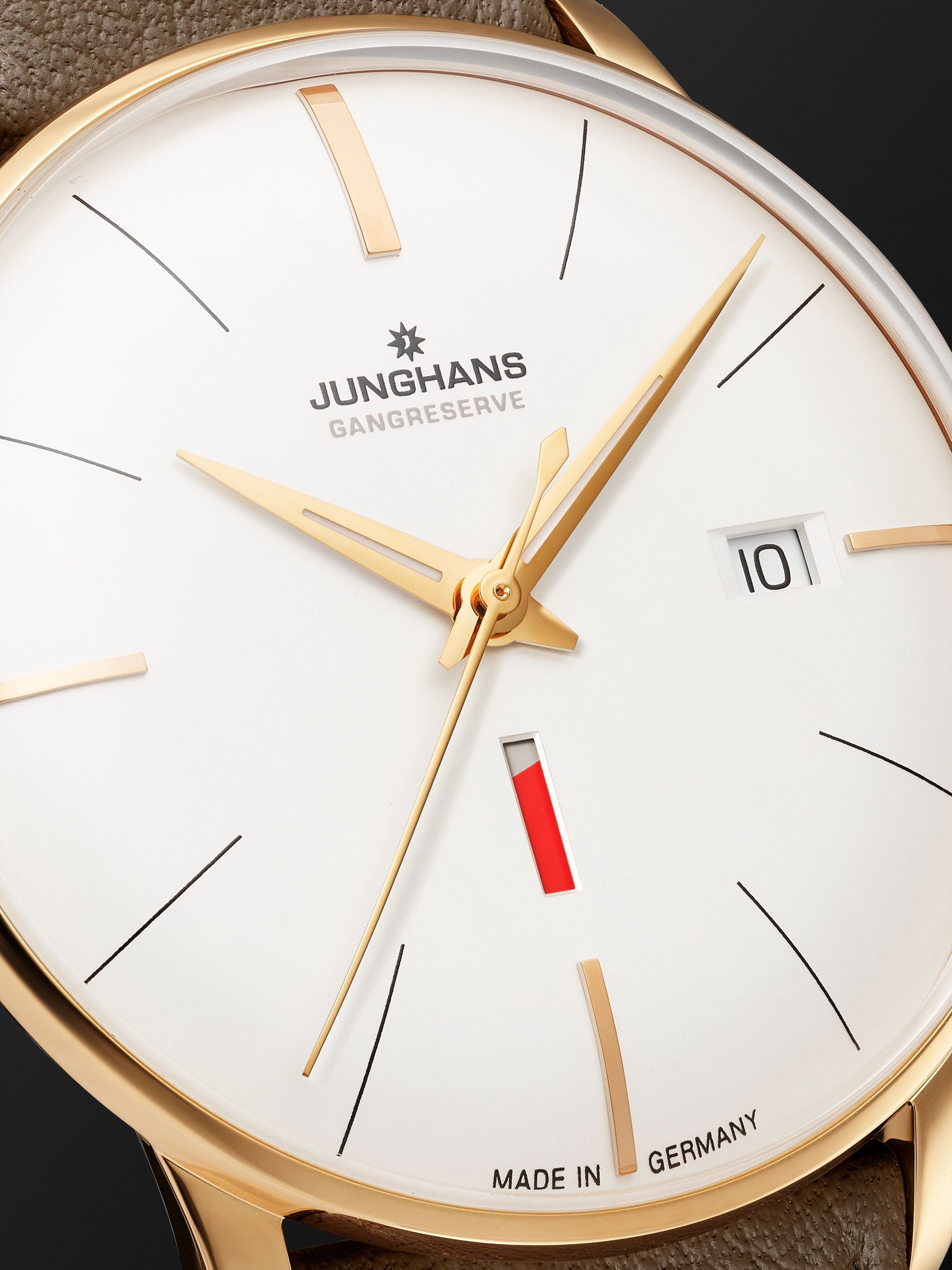 JUNGHANS Meister Gangreserve Edition 160 Automatic 40.4mm Stainless Steel and Leather Watch, Ref. No. 27/7113.02