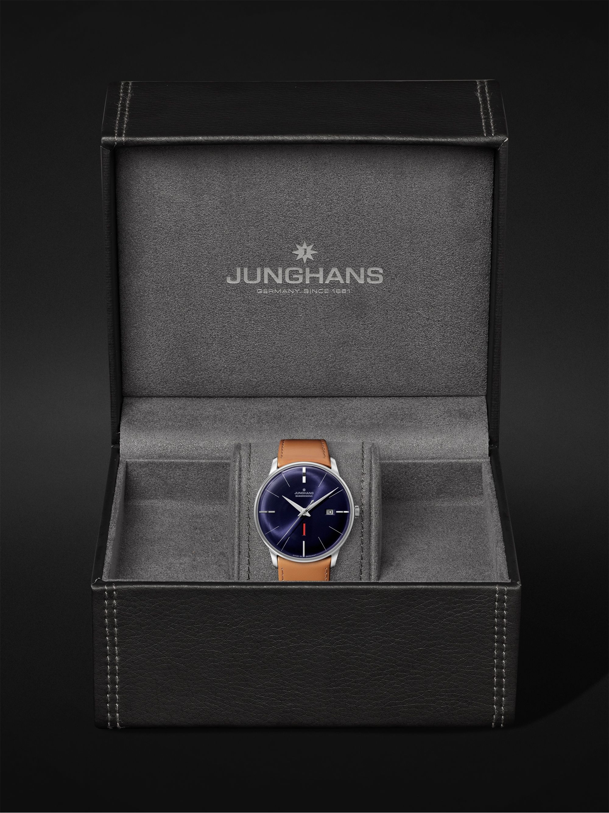 JUNGHANS Meister Gangreserve 160 Limited Edition Automatic 40.4mm Stainless Steel and Leather Watch, Ref. No. 27/4114.02