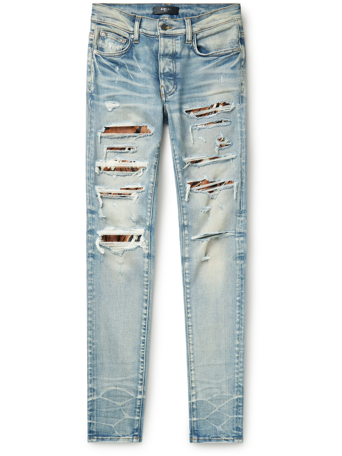 MX1 Skinny-Fit Distressed Panelled Jeans