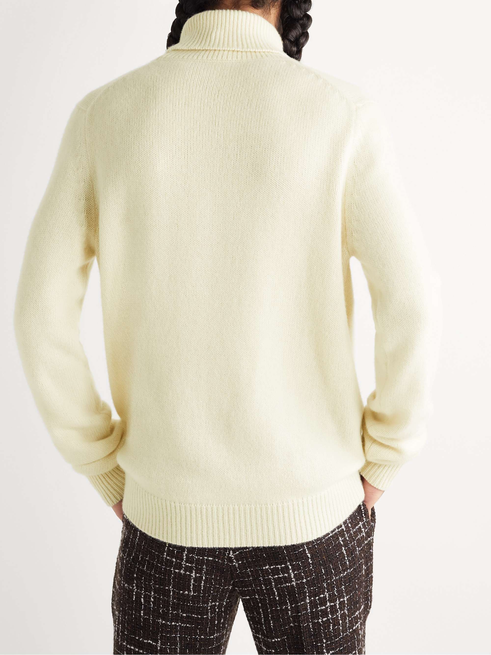 AMIRI Logo-Embroidered Cashmere and Wool-Blend Rollneck Sweater