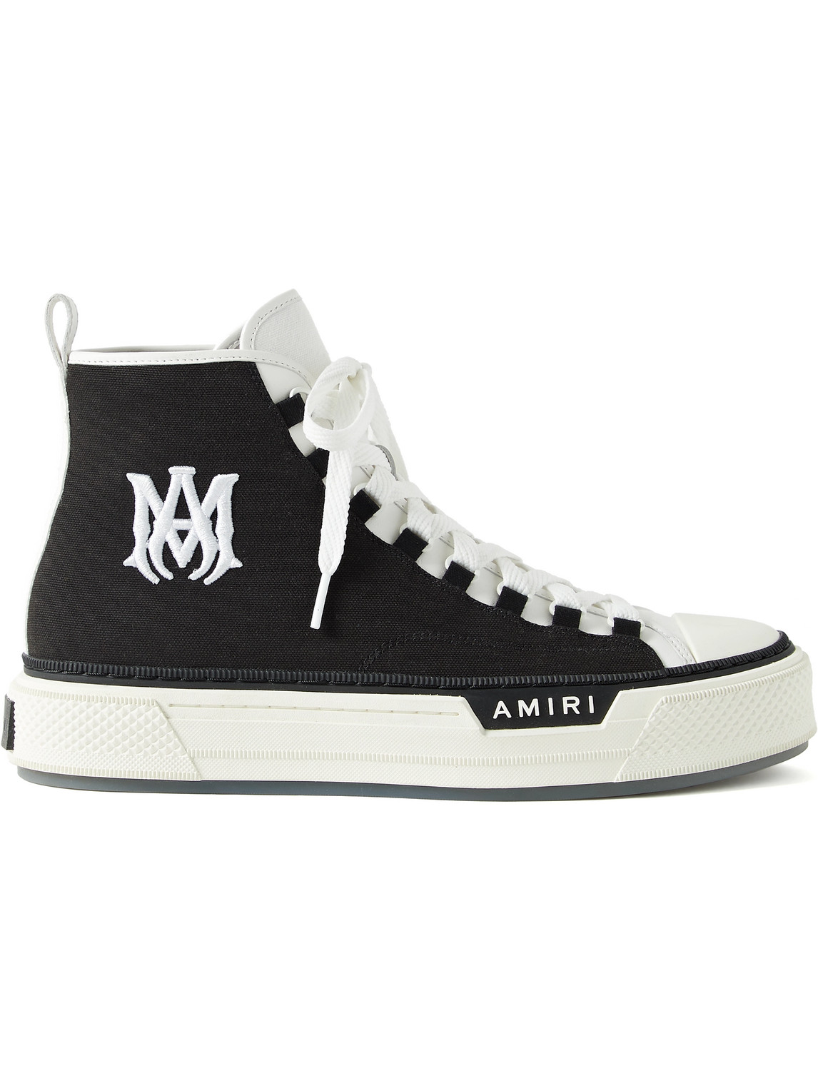 MA Court Leather-Trimmed Canvas High-Top Sneakers