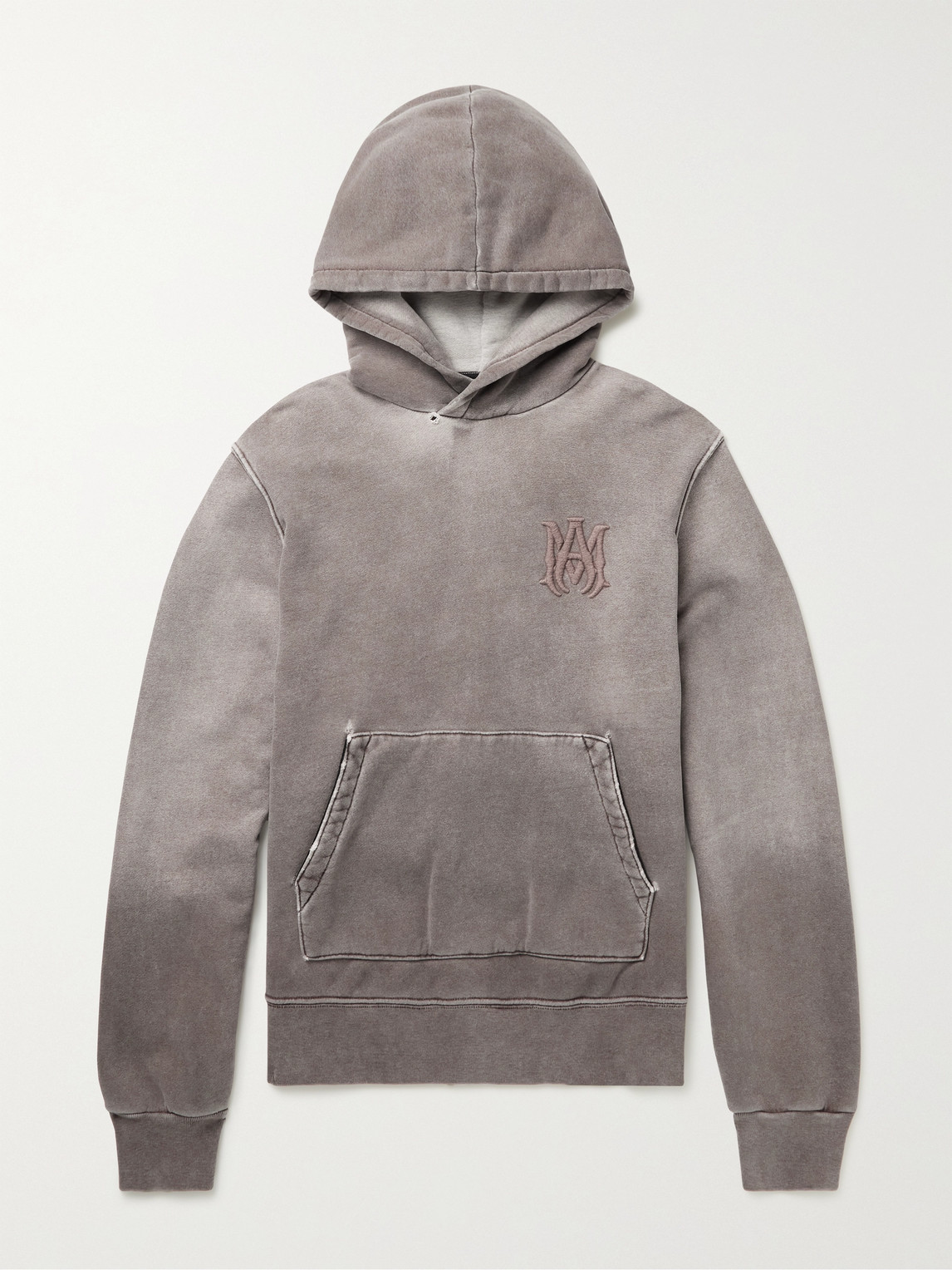 Logo-Embroidered Distressed Supima Cotton-Jersey Hoodie