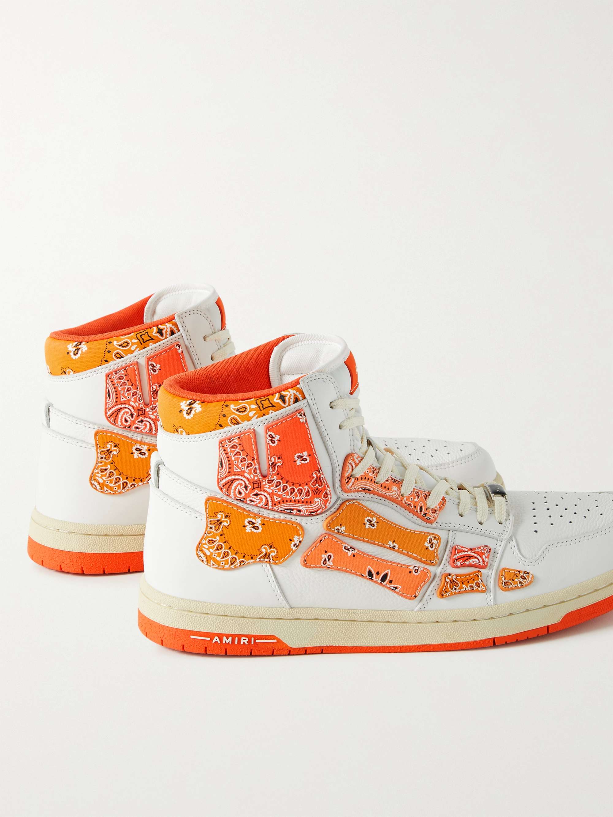 Skel-Top Bandana-Print Canvas and Leather High-Top Sneakers
