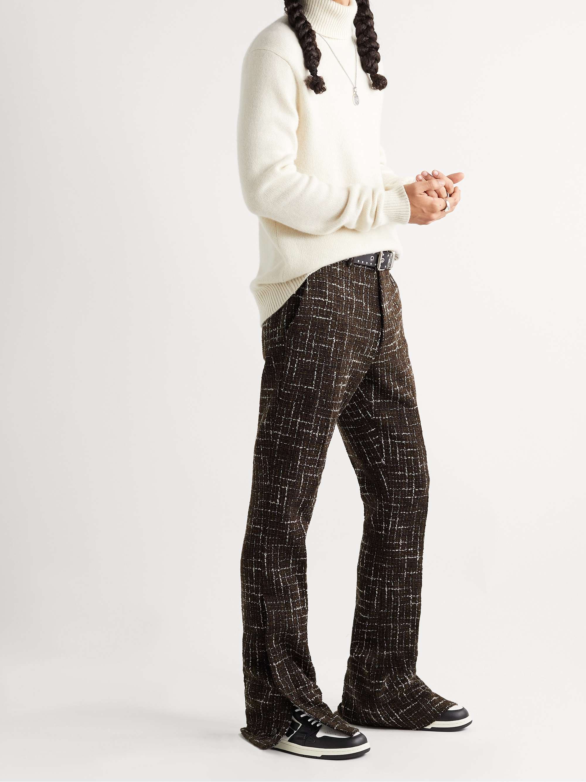 AMIRI Slim-Fit Flared Wool-Blend Bouclé Trousers