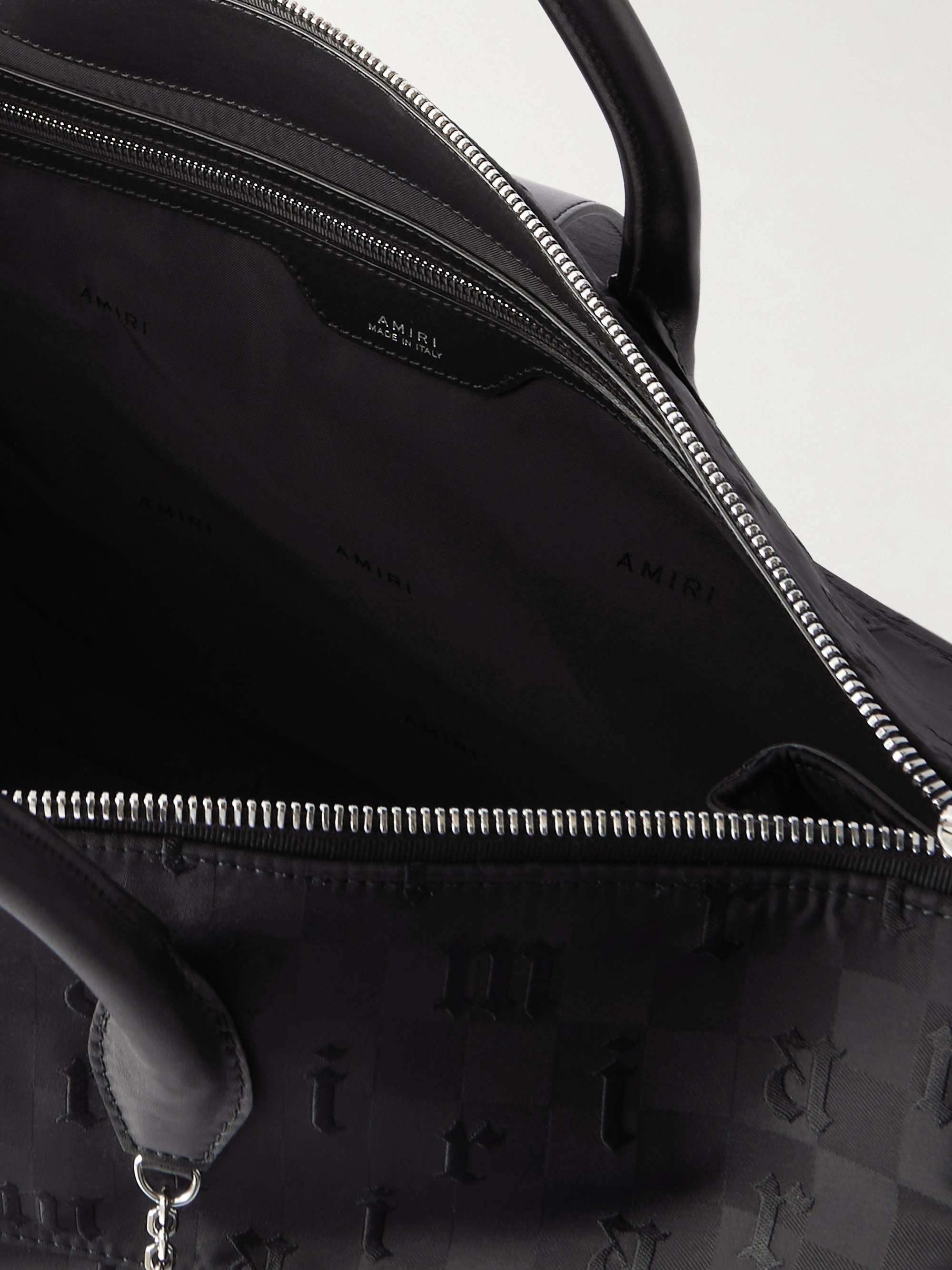 AMIRI Jax Leather-Trimmed Logo-Embroidered Nylon-Jacquard Weekend Bag