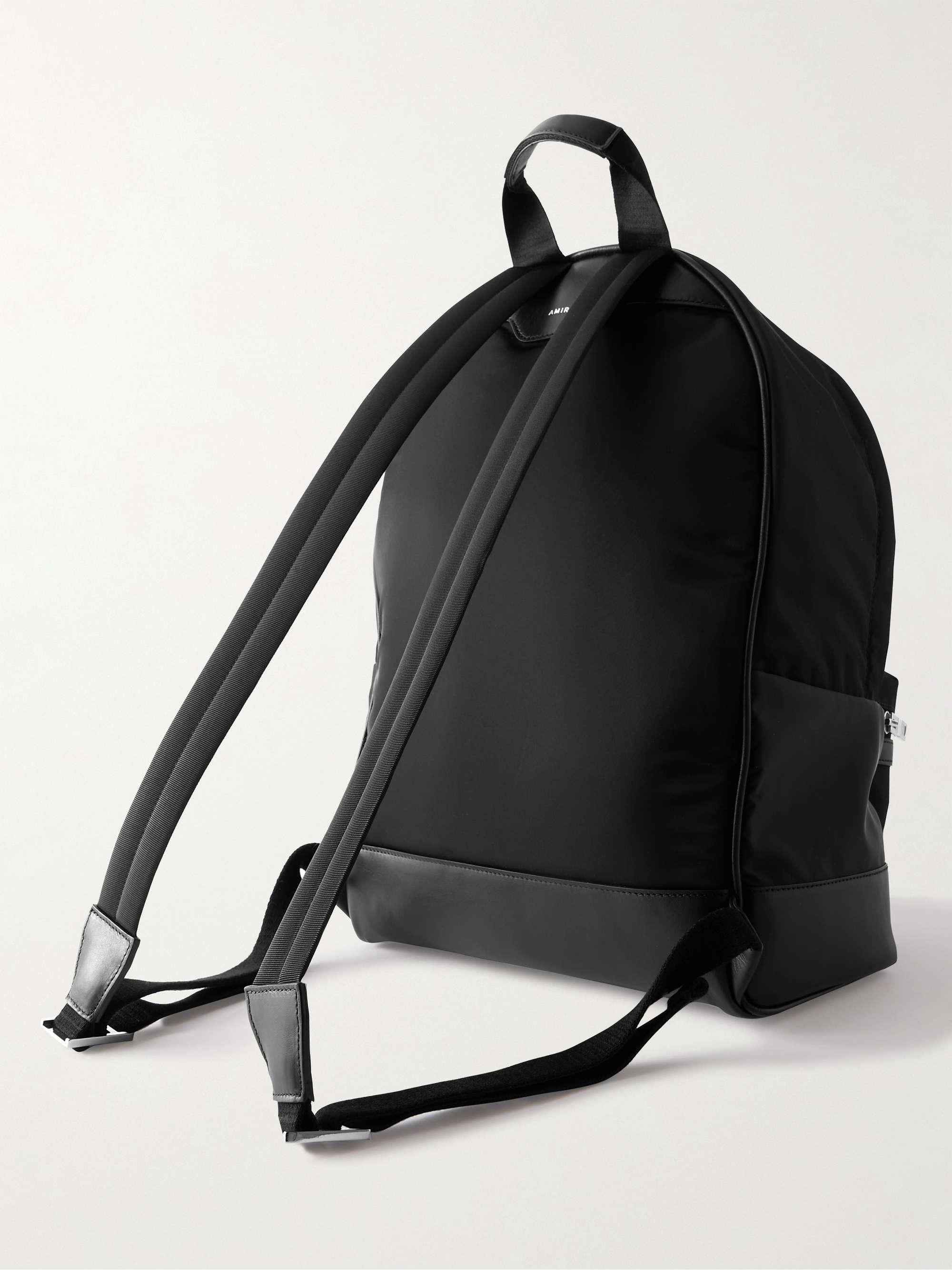 AMIRI Leather-Trimmed Logo-Print Nylon Backpack