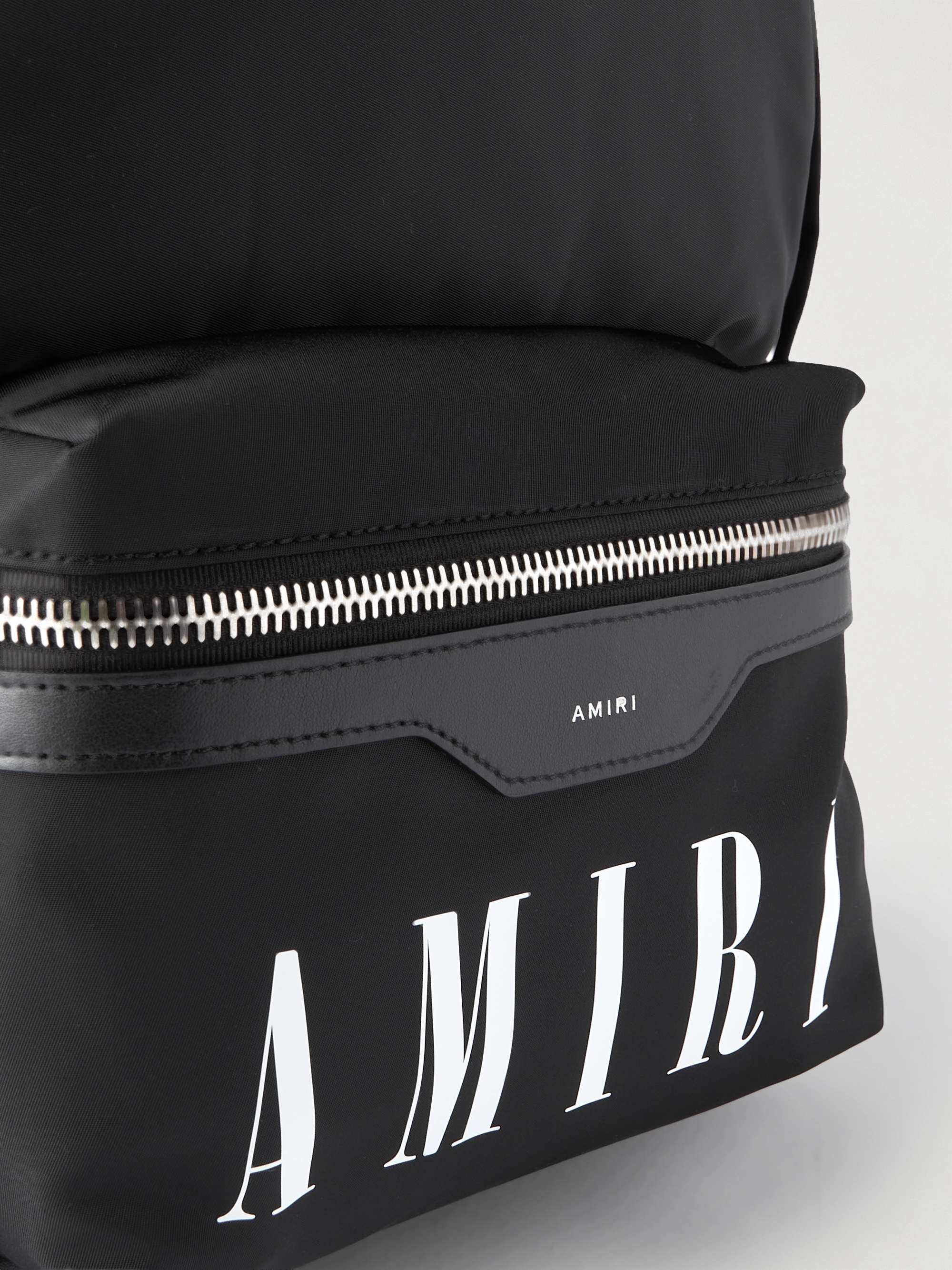 AMIRI Leather-Trimmed Logo-Print Nylon Backpack