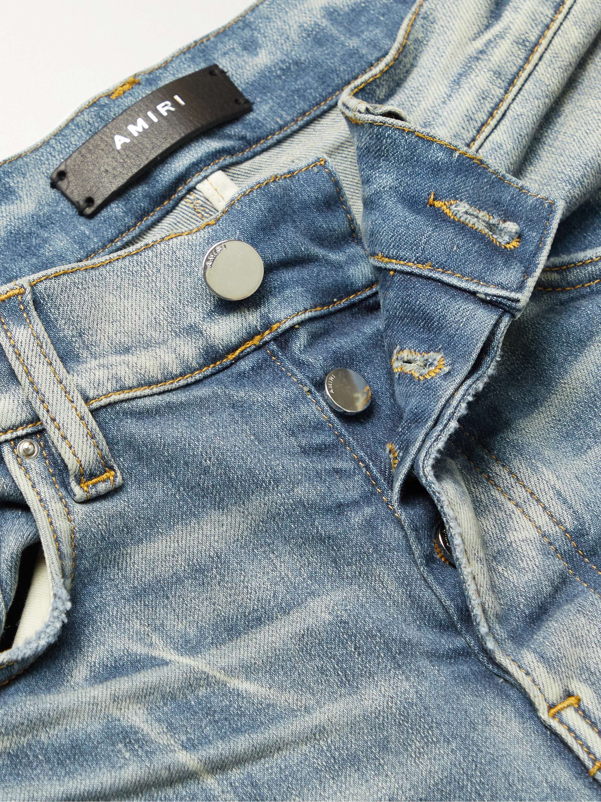 AMIRI Thrasher Skinny-Fit Panelled Distressed Jeans