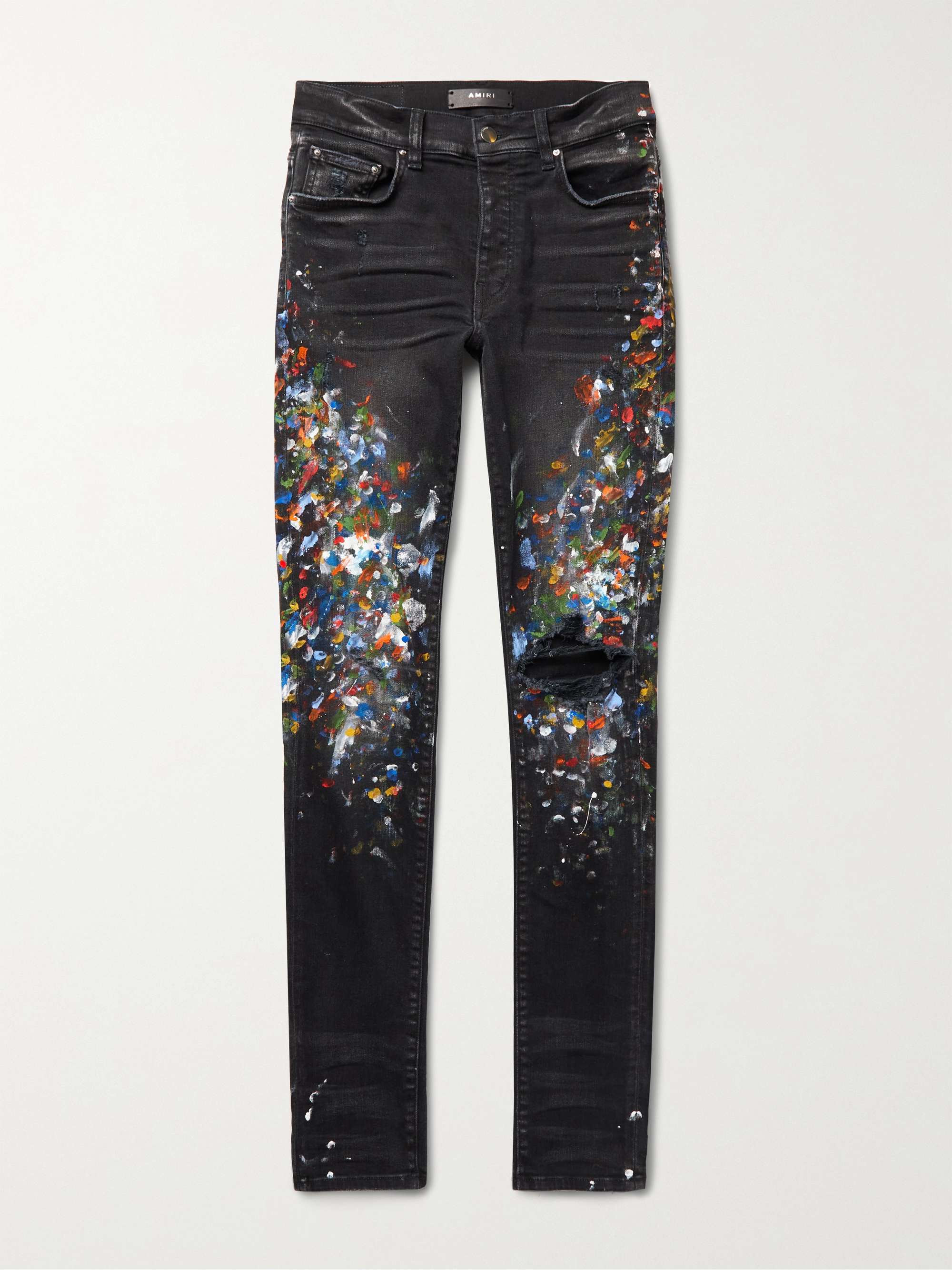 AMIRI Skinny-Fit Distressed Paint-Splattered Jeans