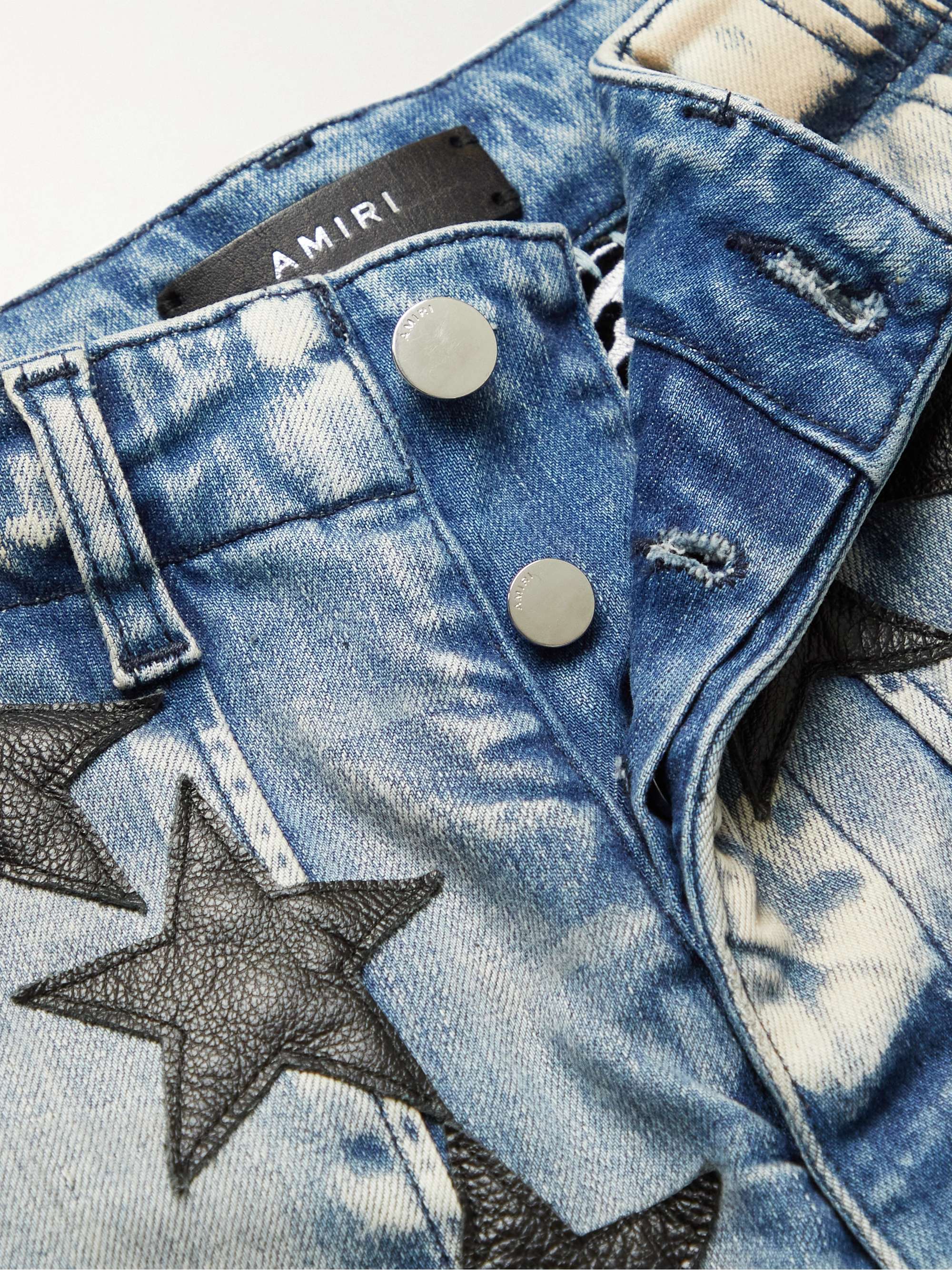 AMIRI + Chemist Skinny-Fit Leather-Appliquéd Cargo Jeans