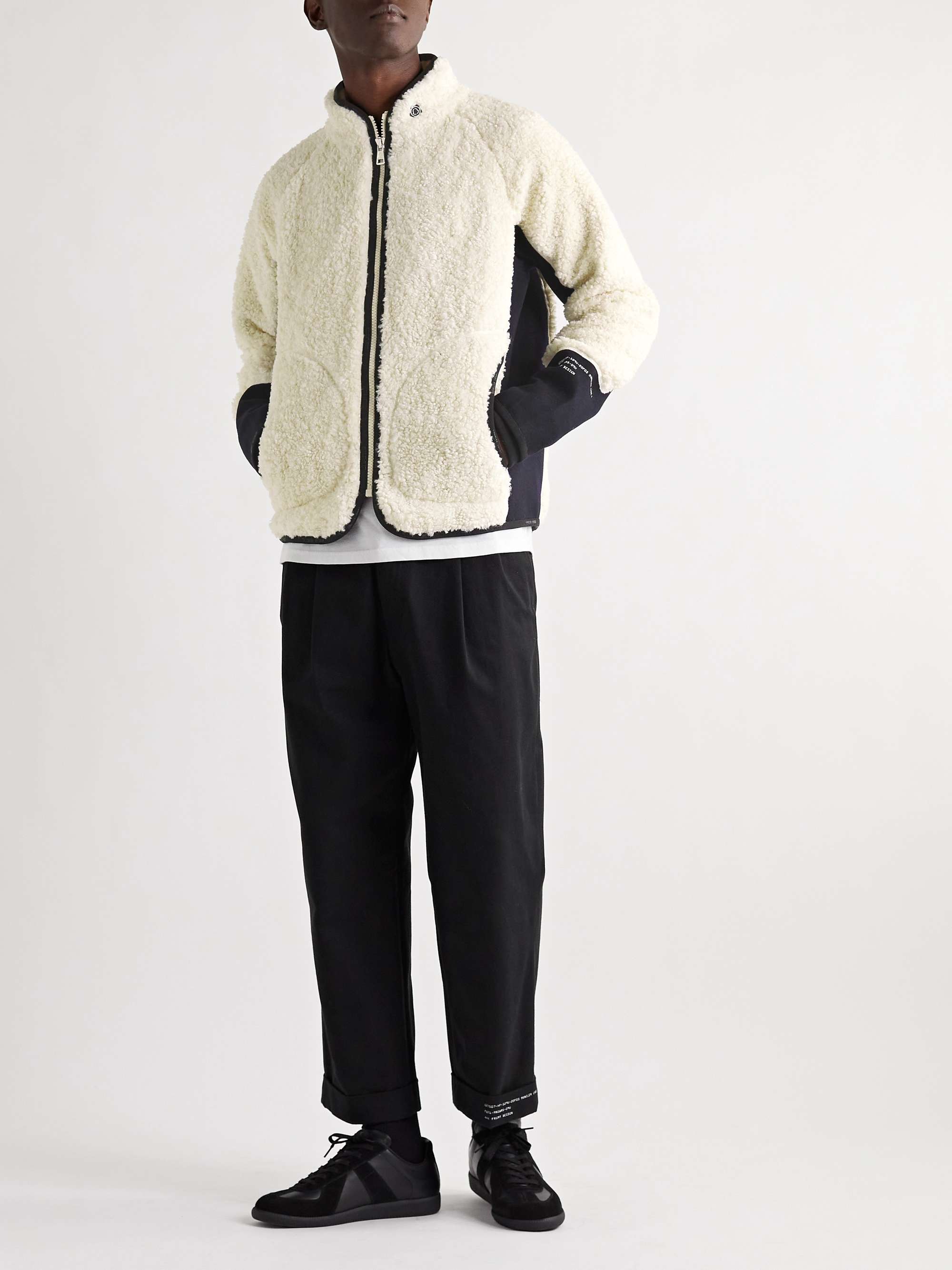 7 Moncler Fragment Wool-Fleece and Jersey Zip-Up Cardigan