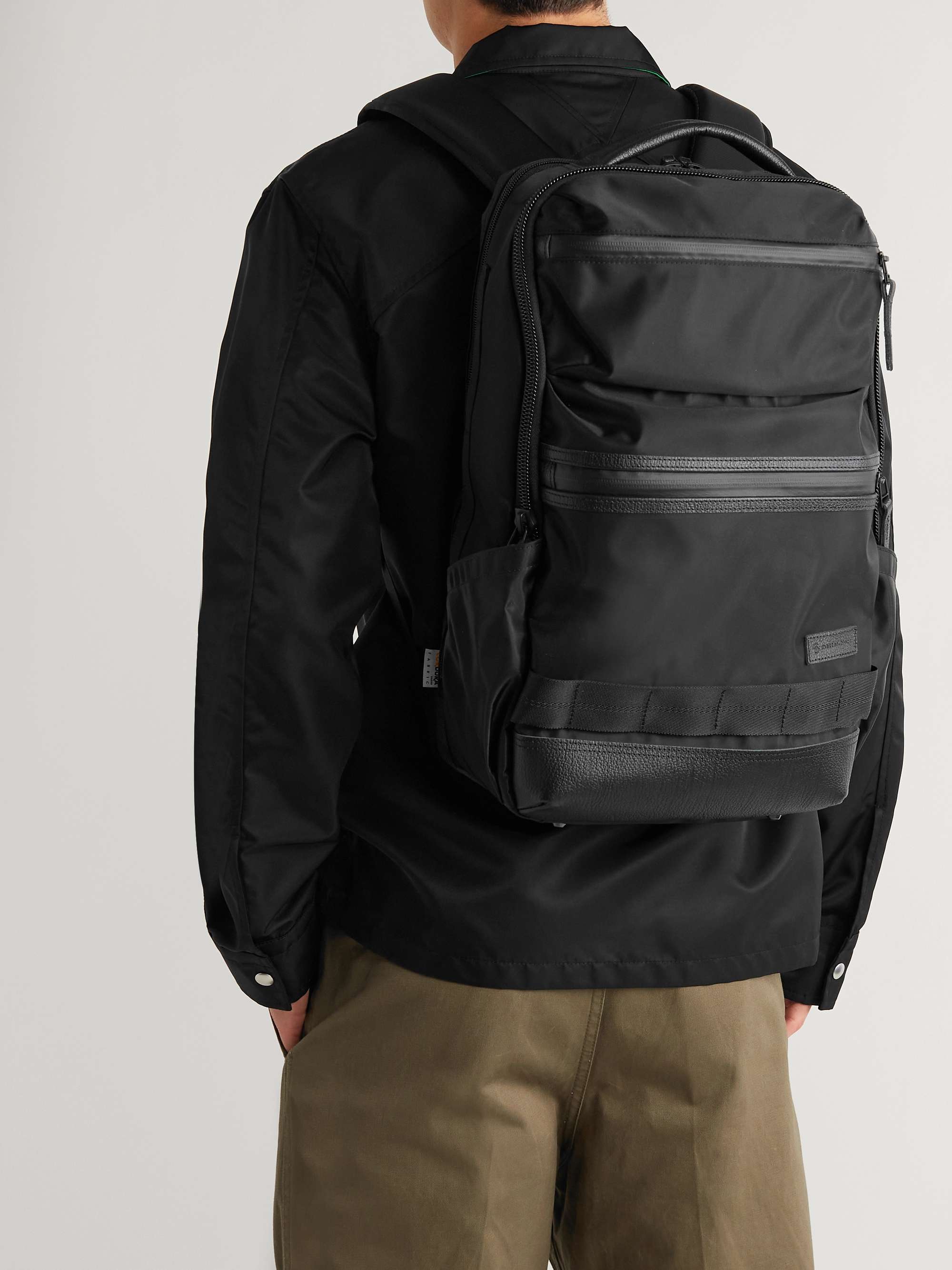 MASTER-PIECE Rise Leather-Trimmed CORDURA Nylon Backpack