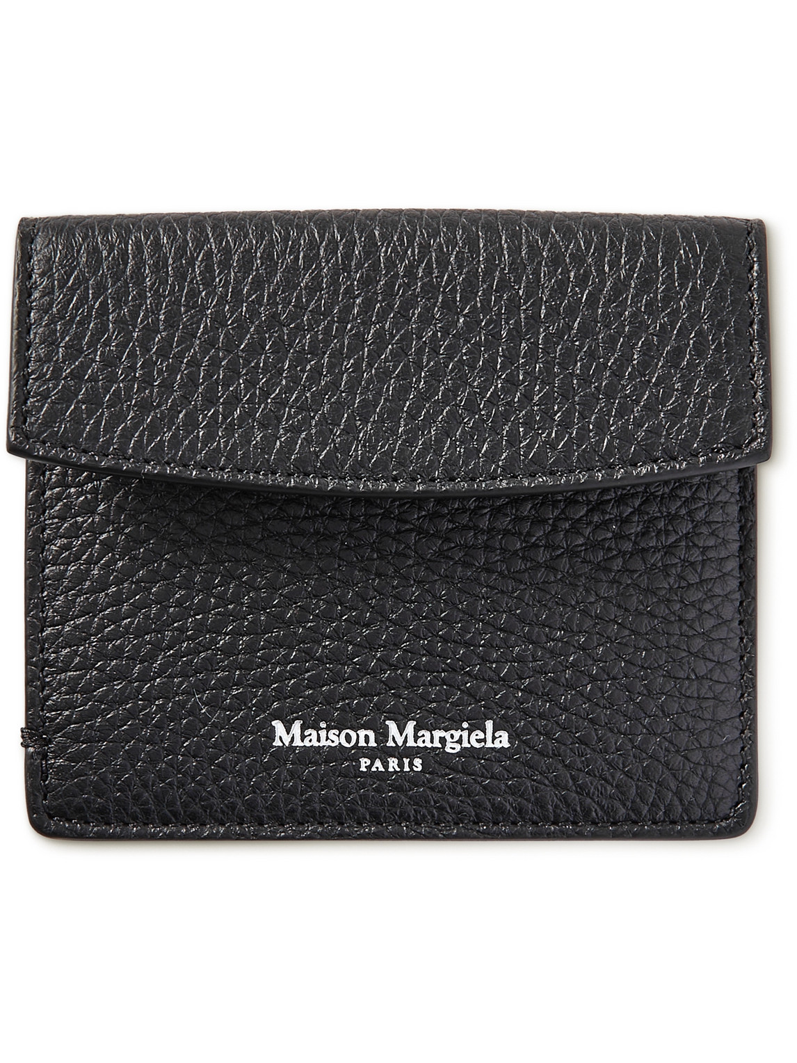 Maison Margiela Logo-print Full-grain Leather Cardholder In Black