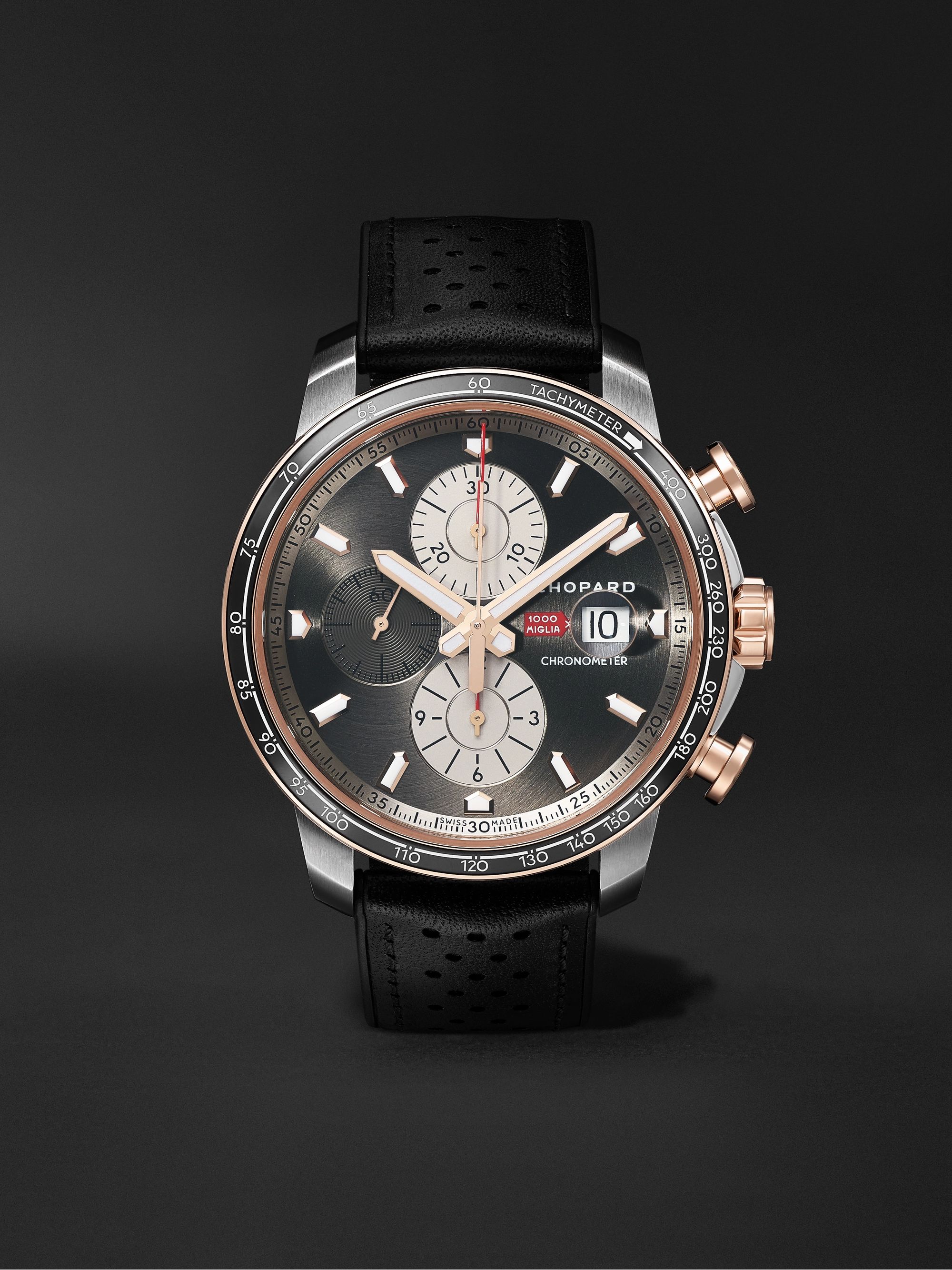 CHOPARD Mille Miglia 2021 Race Edition Limited Edition Automatic Chronograph 44mm Stainless Steel, 18-Karat Rose Gold and Leather Watch, Ref. No. 168589-3028