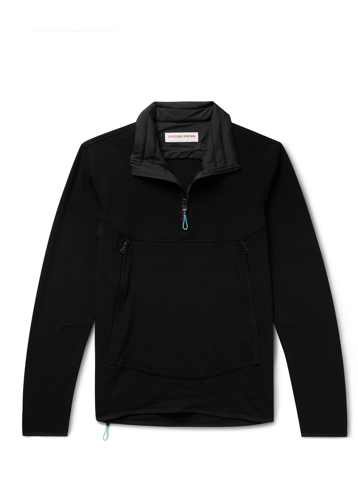 Orlebar Brown Downtown Capsule Flagler Quilted Stretch-jersey Half-zip Sweatshirt In Black