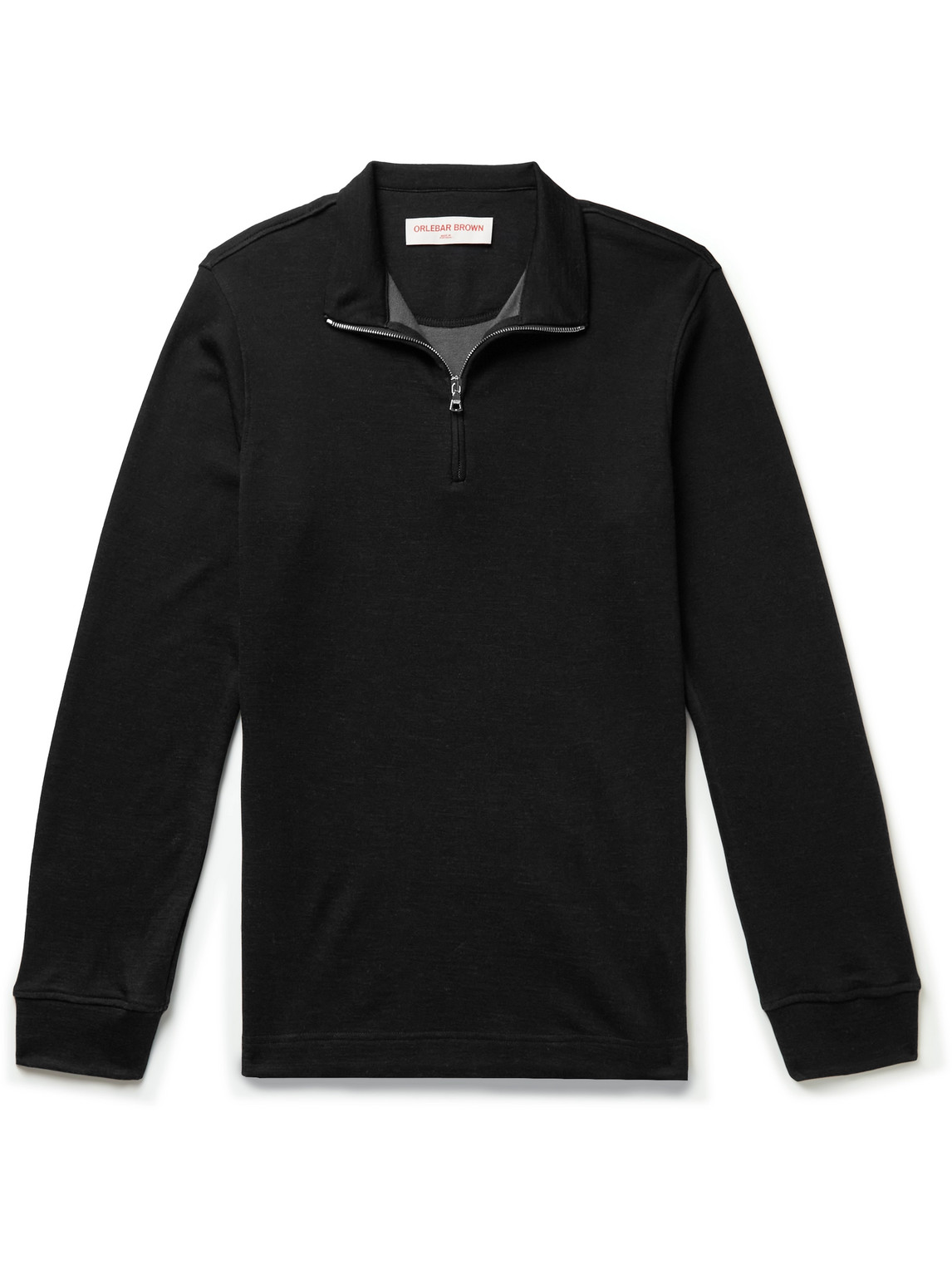 Orlebar Brown Downtown Capsule Neilson Merino Wool-blend Half-zip Sweatshirt In Black