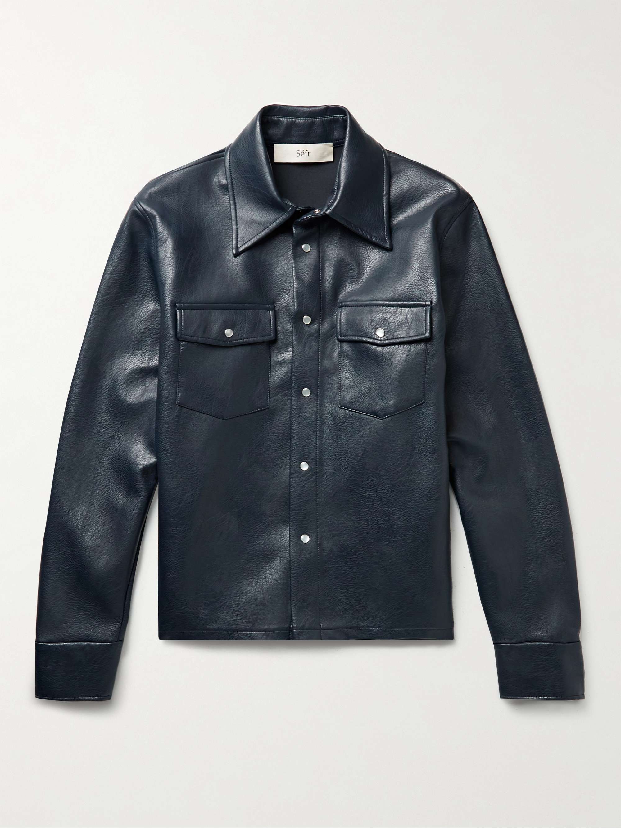 SÉFR Matsy Faux Leather Shirt Jacket