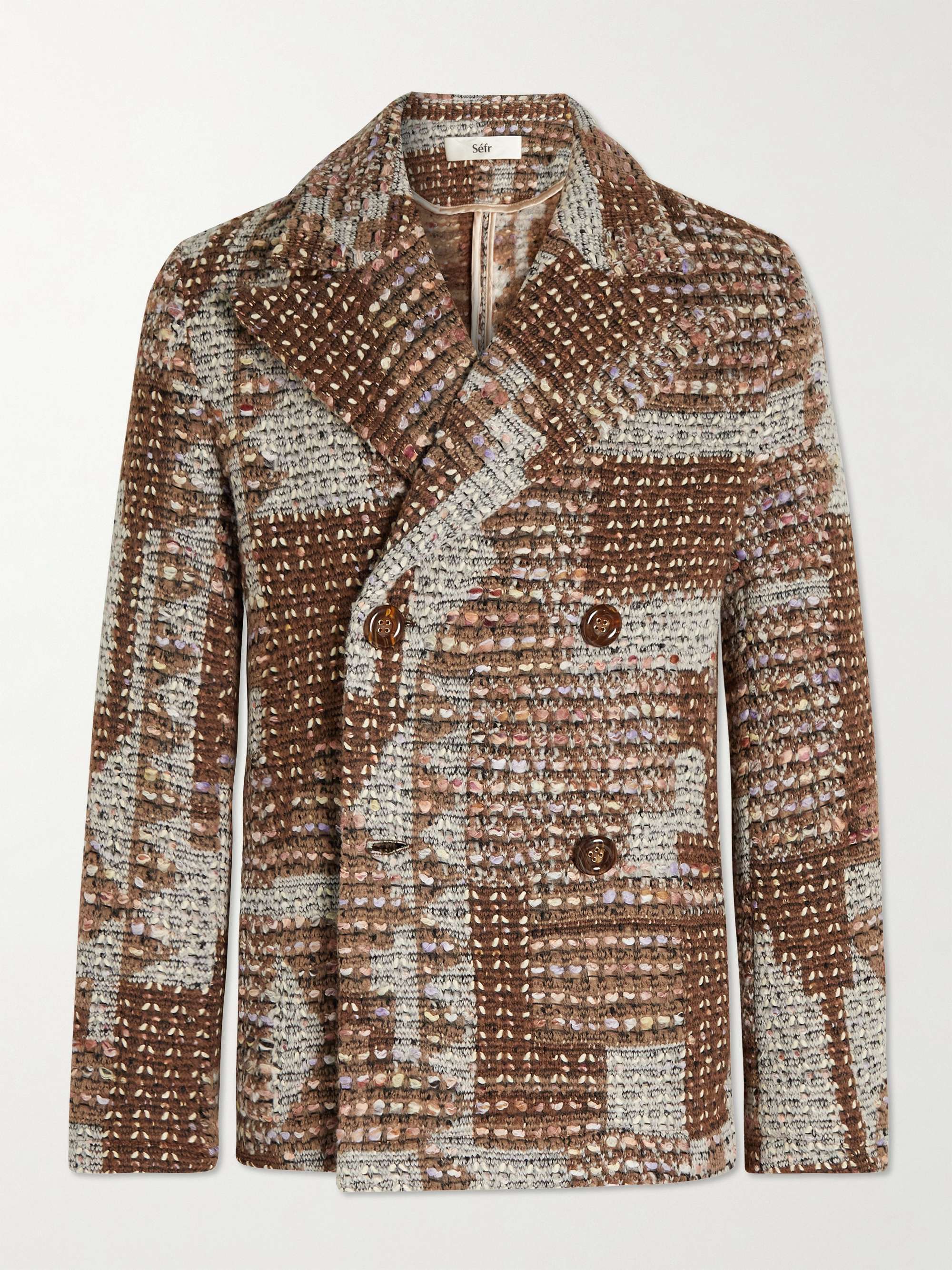 SÉFR Hamra Double-Breasted Bouclé-Tweed Coat