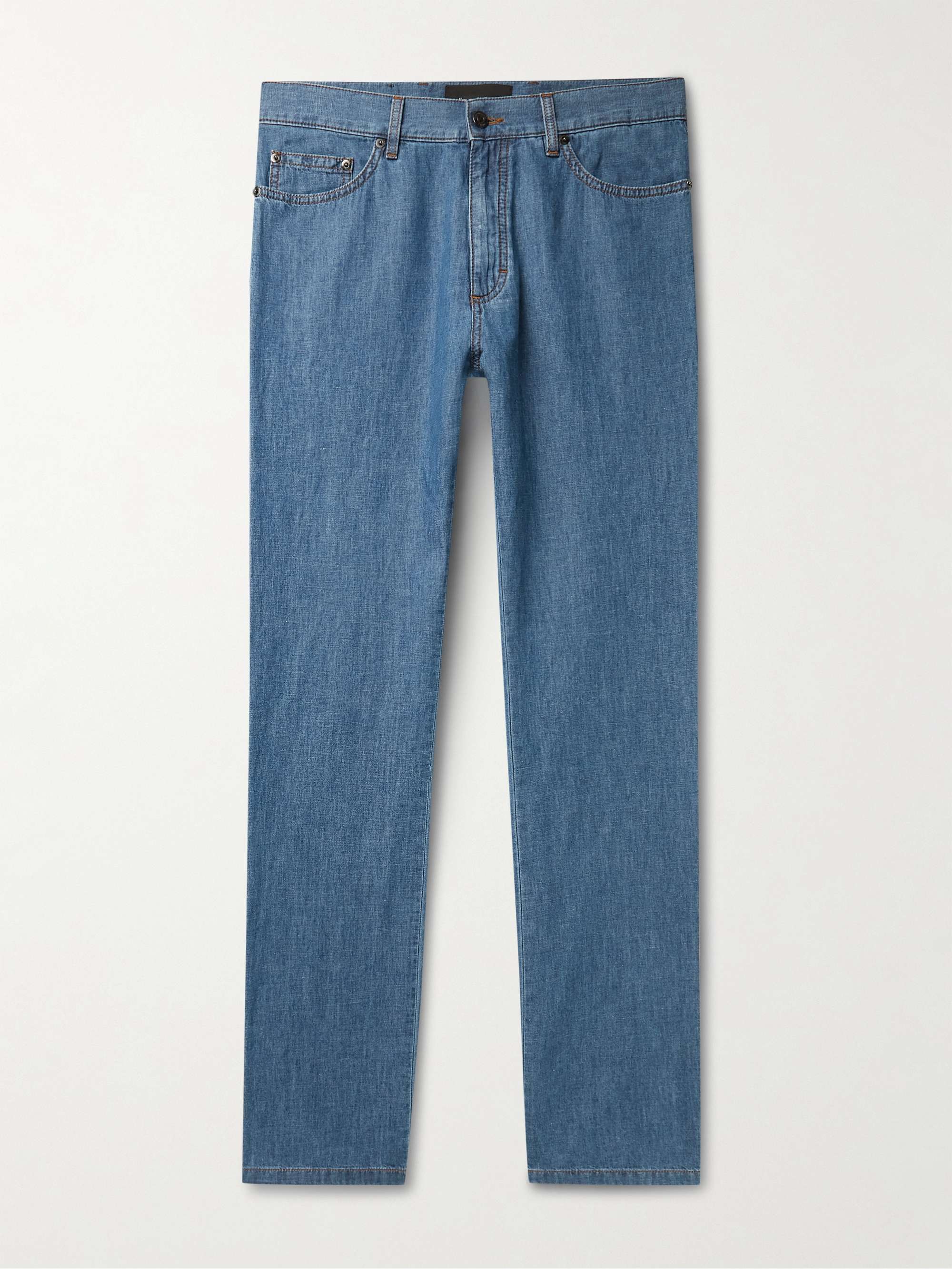 ERMENEGILDO ZEGNA Straight-Leg Stone-Washed Jeans