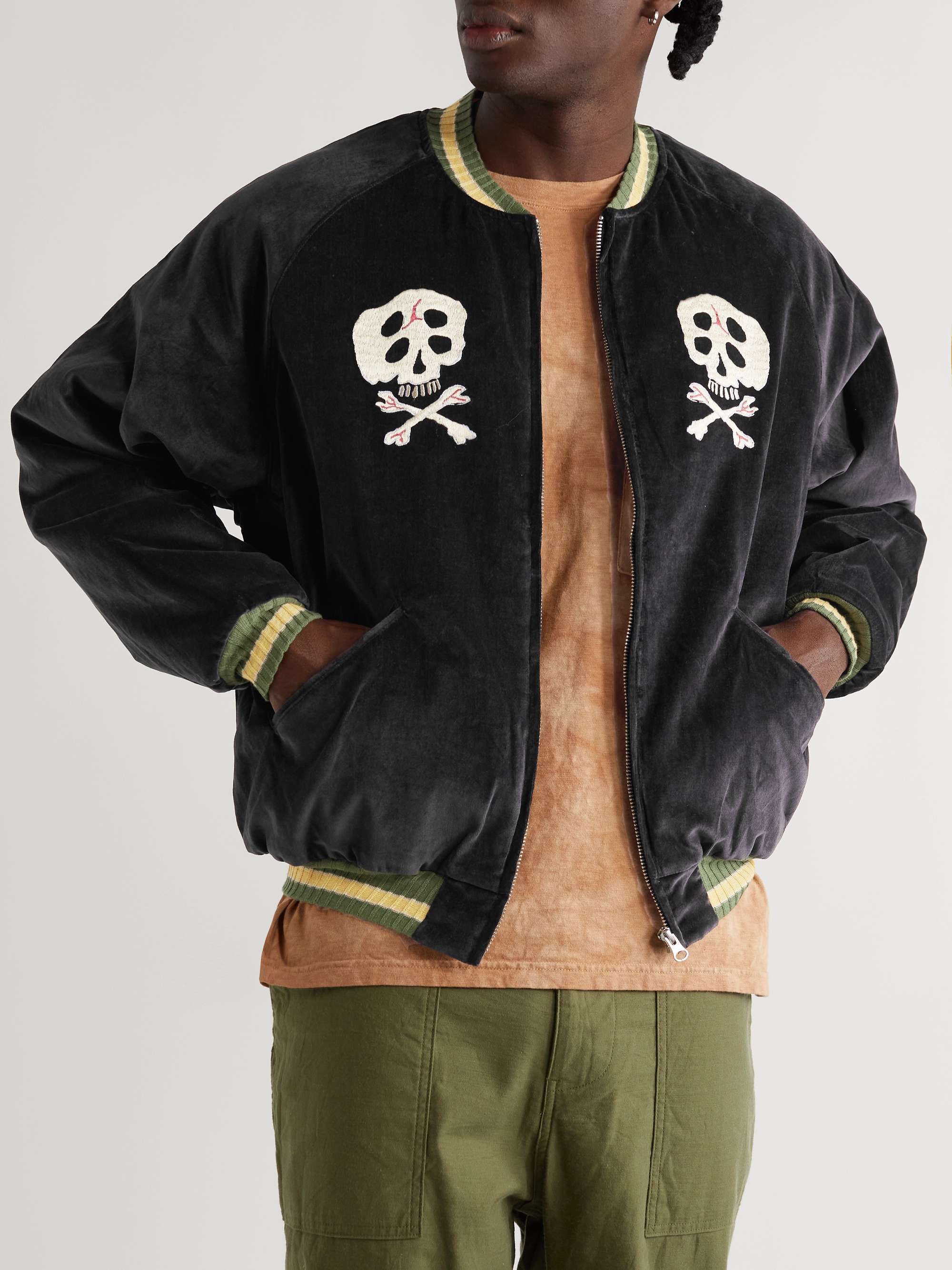 KAPITAL Embroidered Cotton-Velvet Bomber Jacket