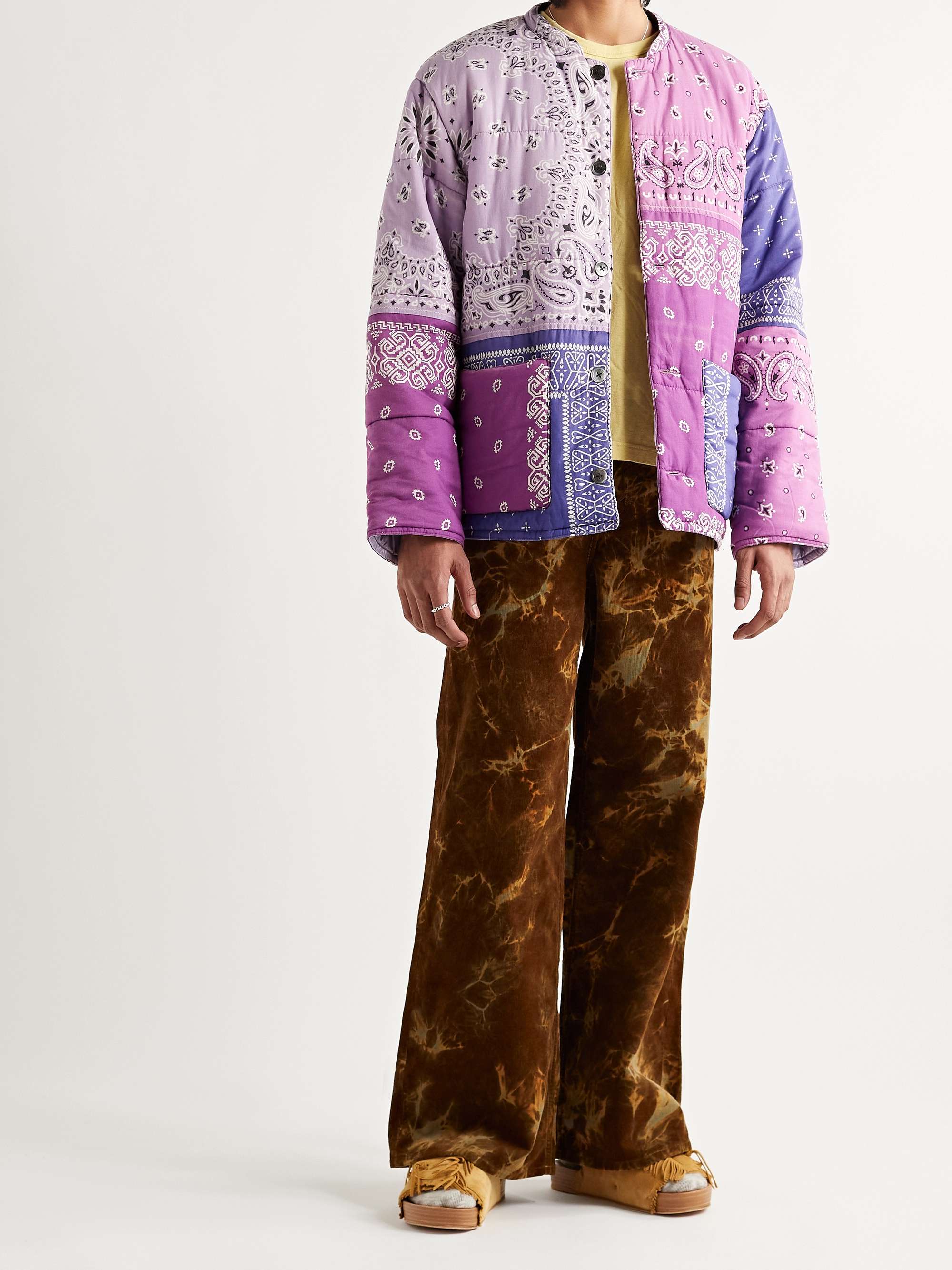 Purple Quilted Patchwork Bandana-Print Padded Cotton Jacket | KAPITAL ...