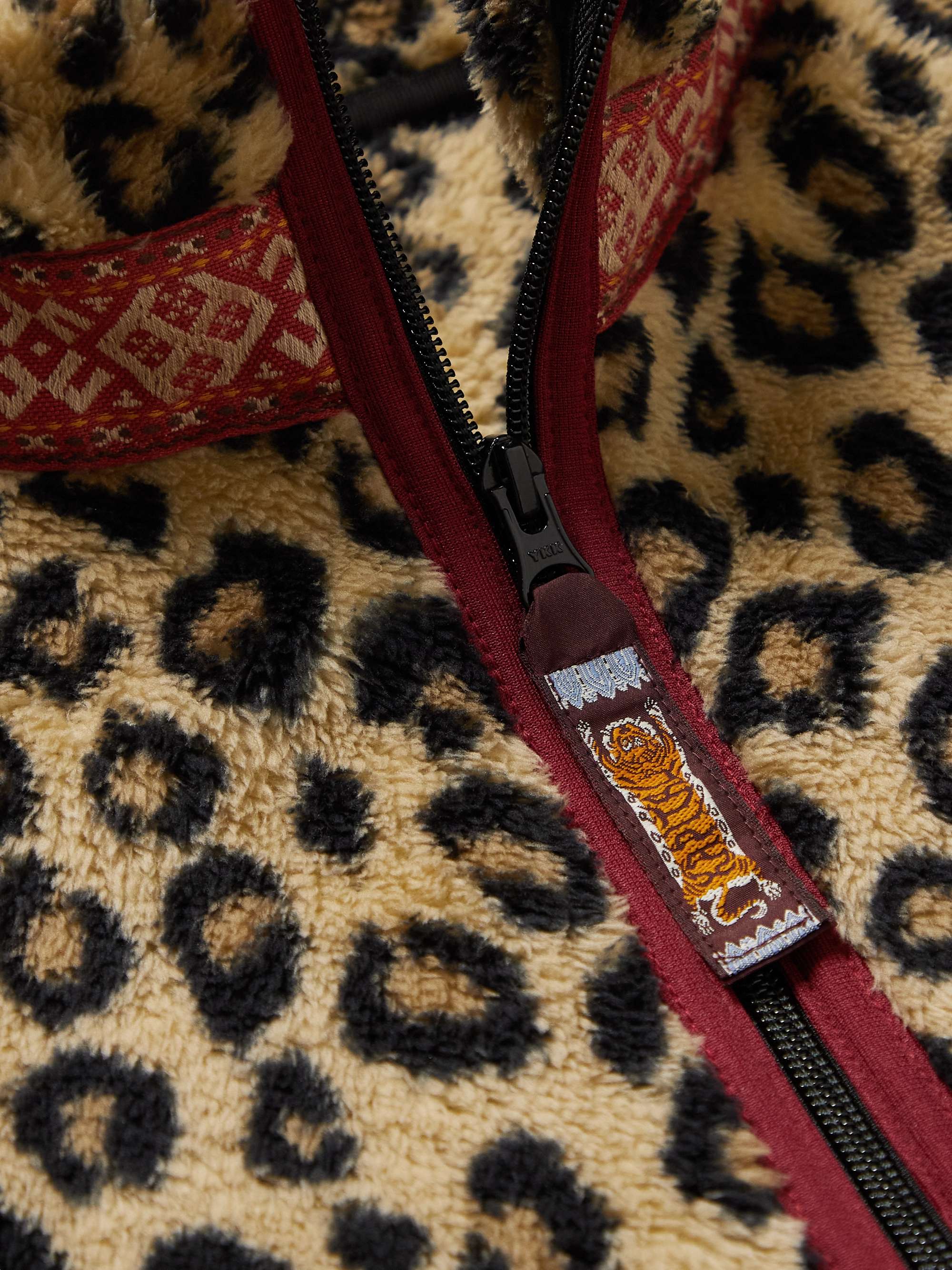Brown Leopard-Print Webbing-Trimmed Fleece Bomber Jacket | KAPITAL | MR ...
