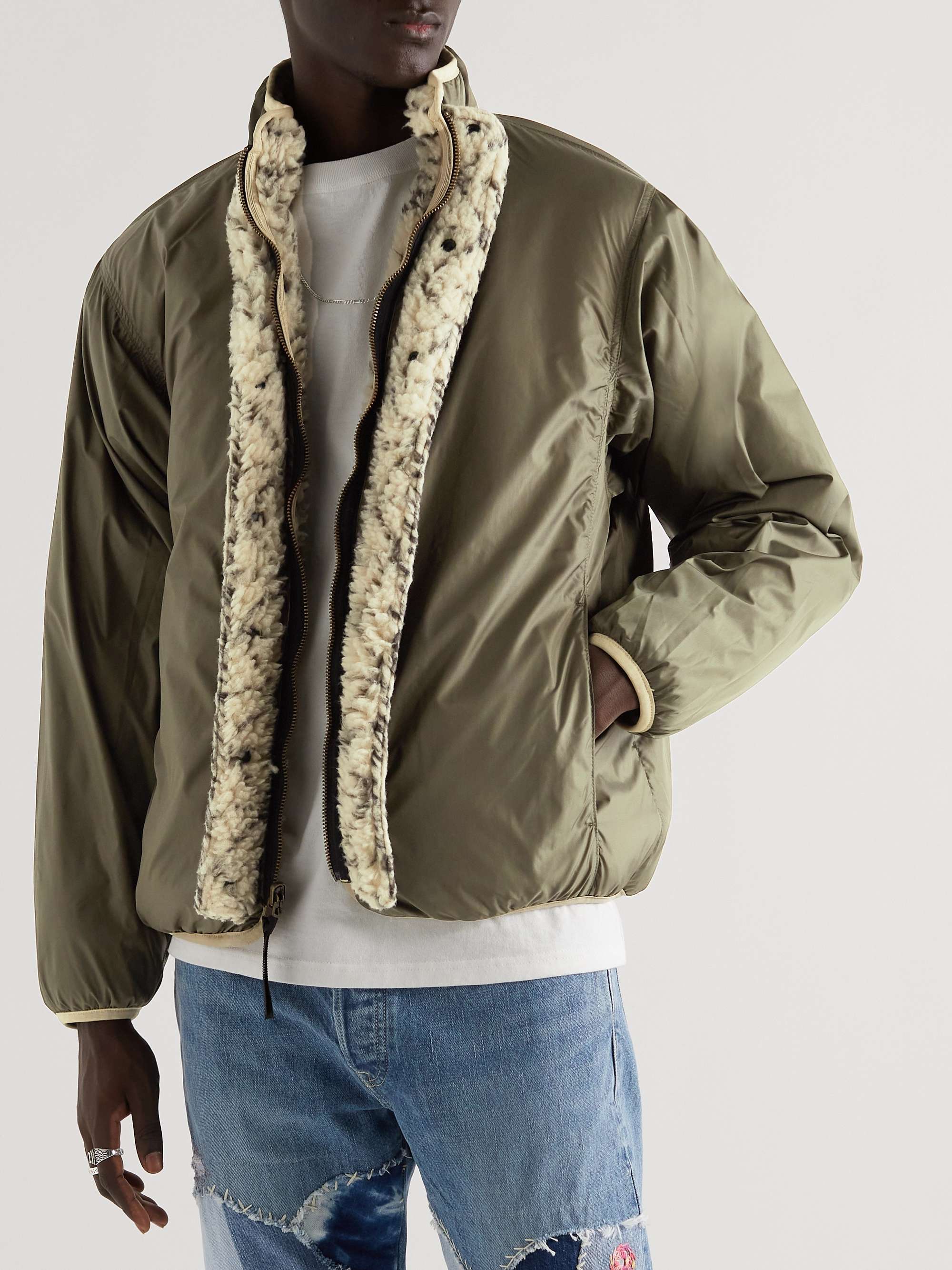 KAPITAL Do-Gi Boa Reversible Printed Fleece and Shell Bomber Jacket