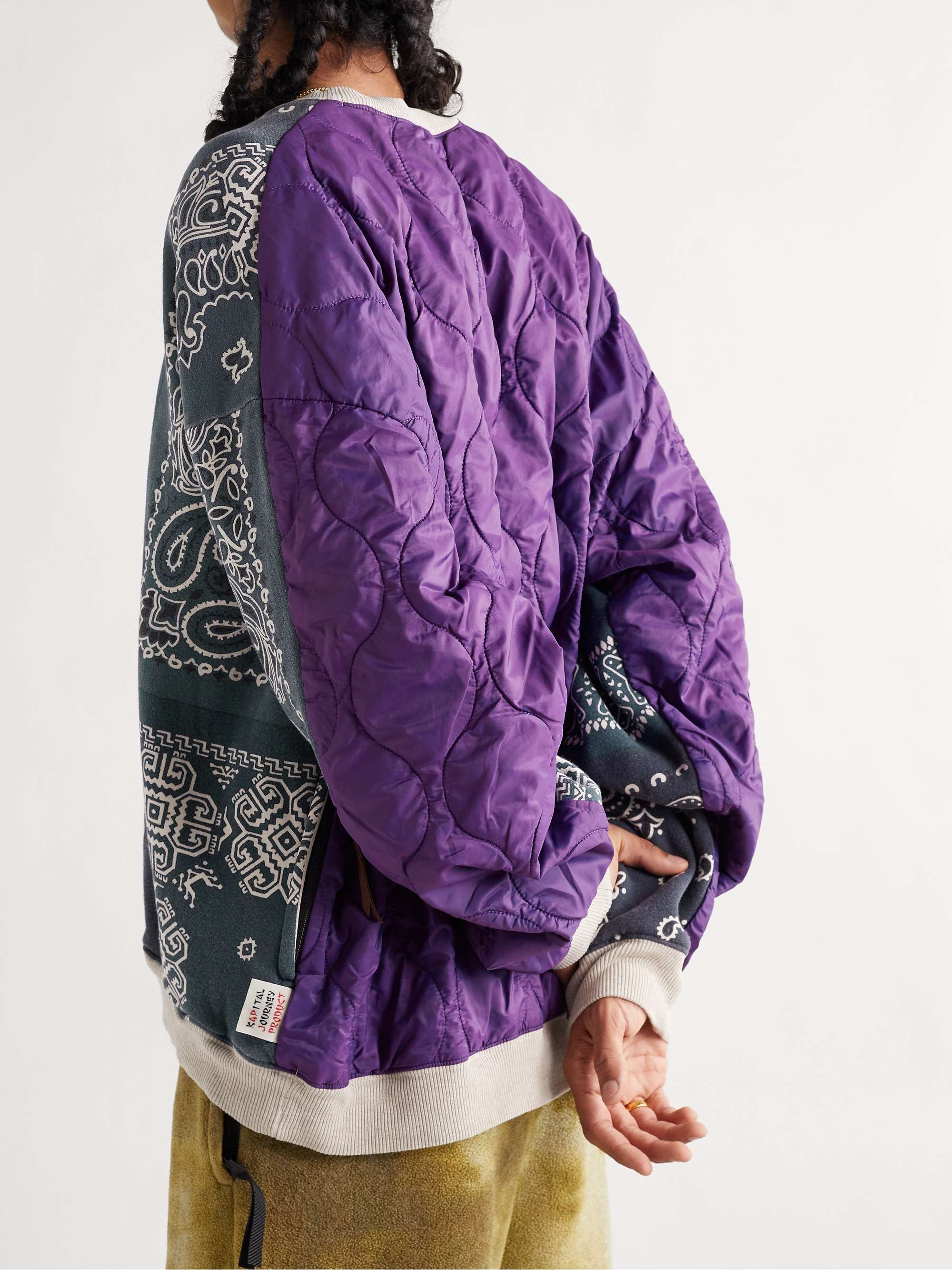 KAPITAL Bandana-Print Fleece-Back Cotton-Jersey and Quilted Shell Sweatshirt