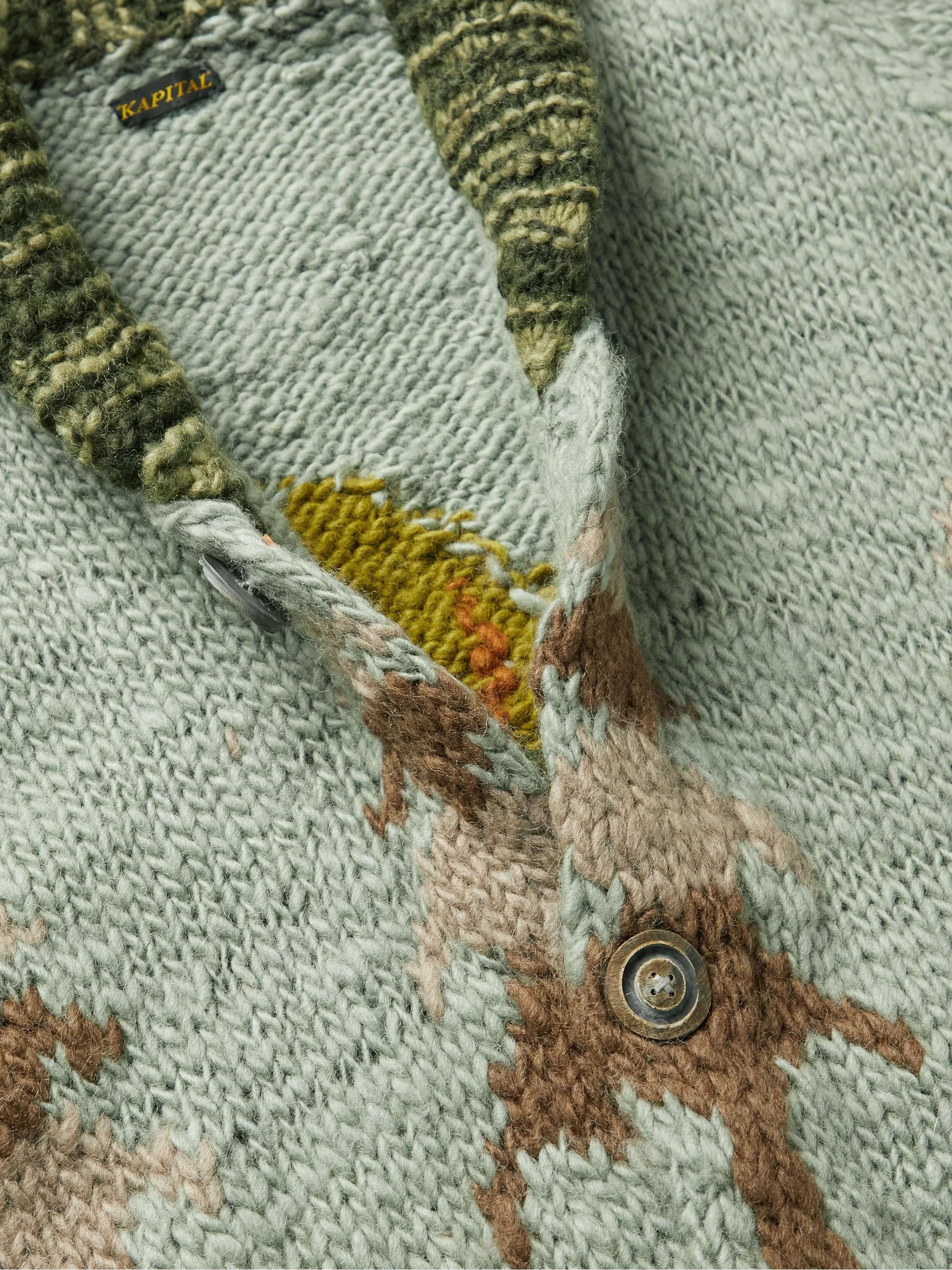 KAPITAL Intarsia Wool Cardigan