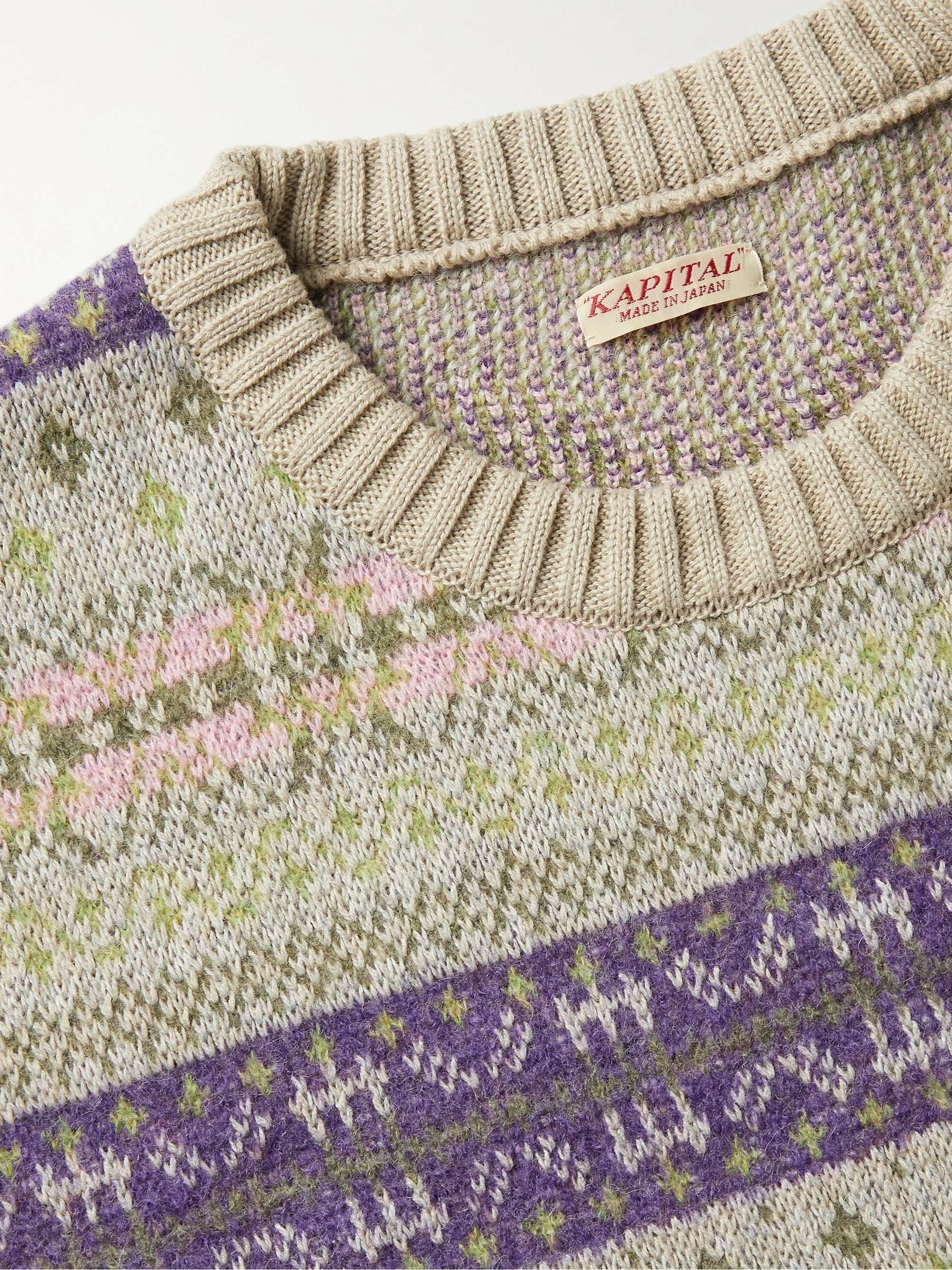 KAPITAL Intarsia Fair Isle Wool-Blend Sweater