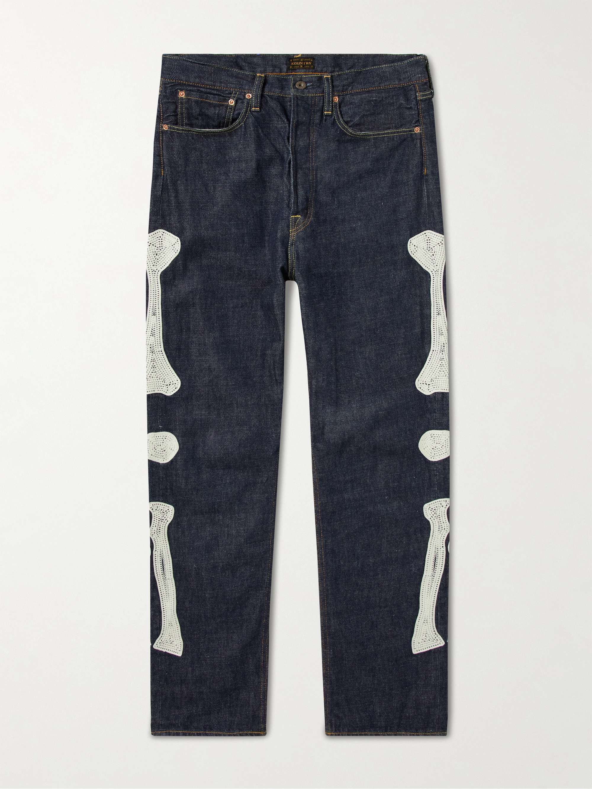 Indigo Okagilly Straight-Leg Appliquéd Jeans | KAPITAL | MR PORTER