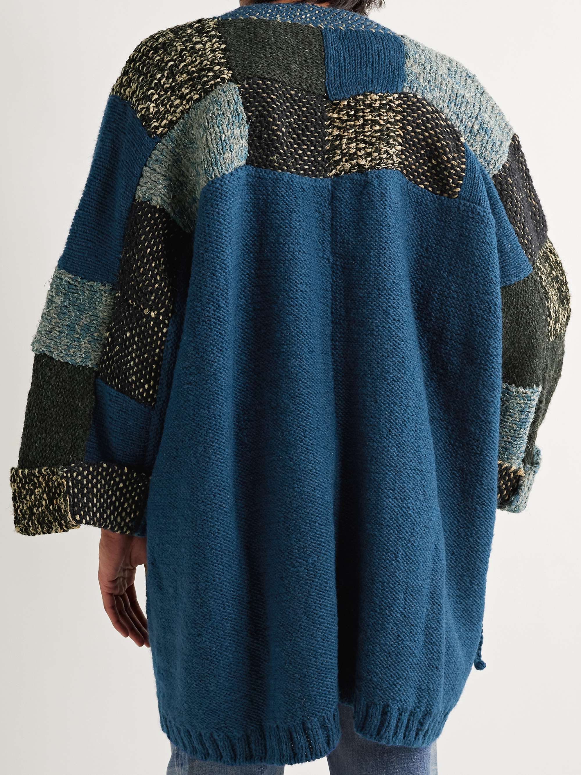 KAPITAL Oversized Patchwork Wool and Linen-Blend Cardigan