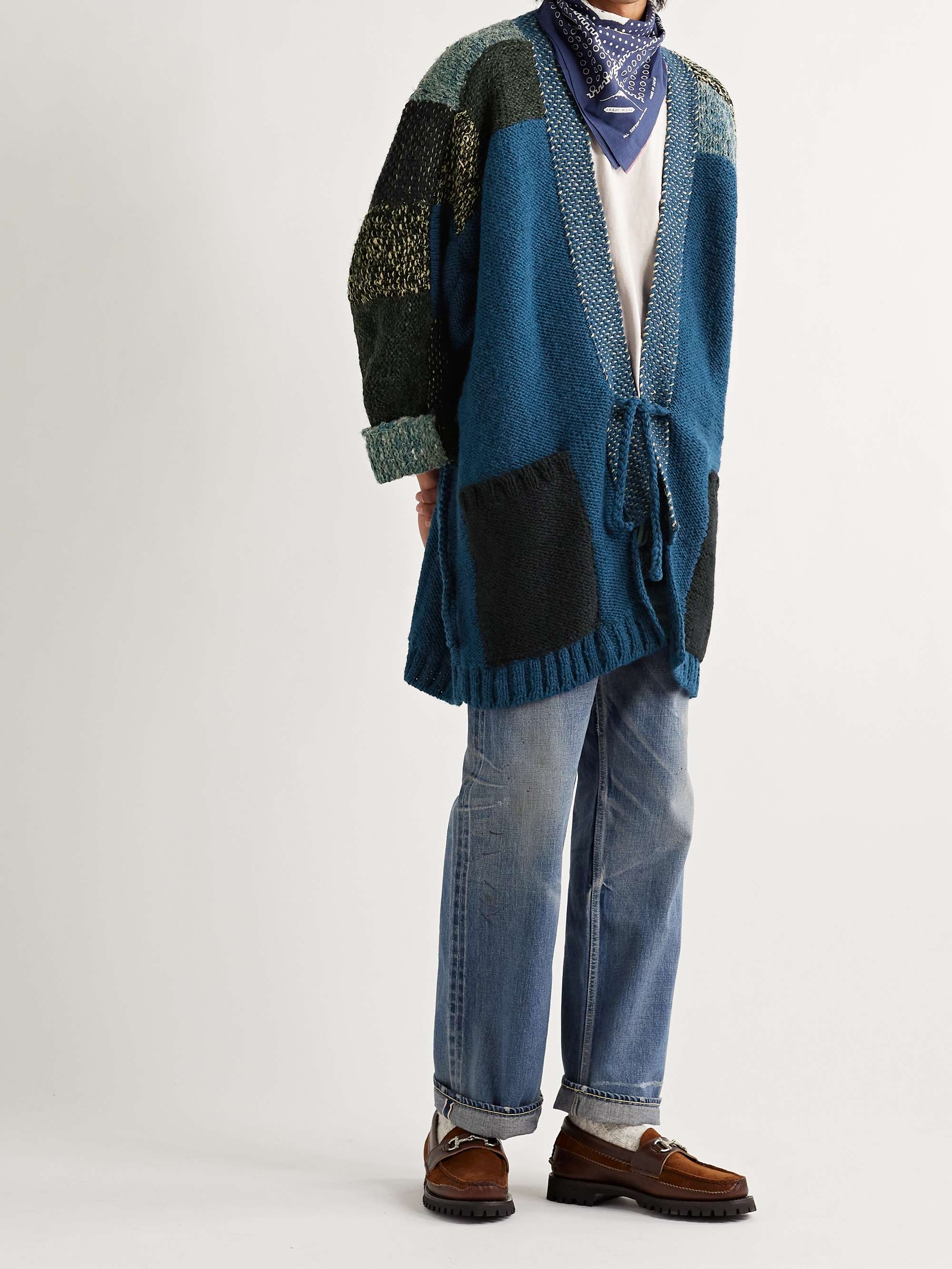 KAPITAL Oversized Patchwork Wool and Linen-Blend Cardigan