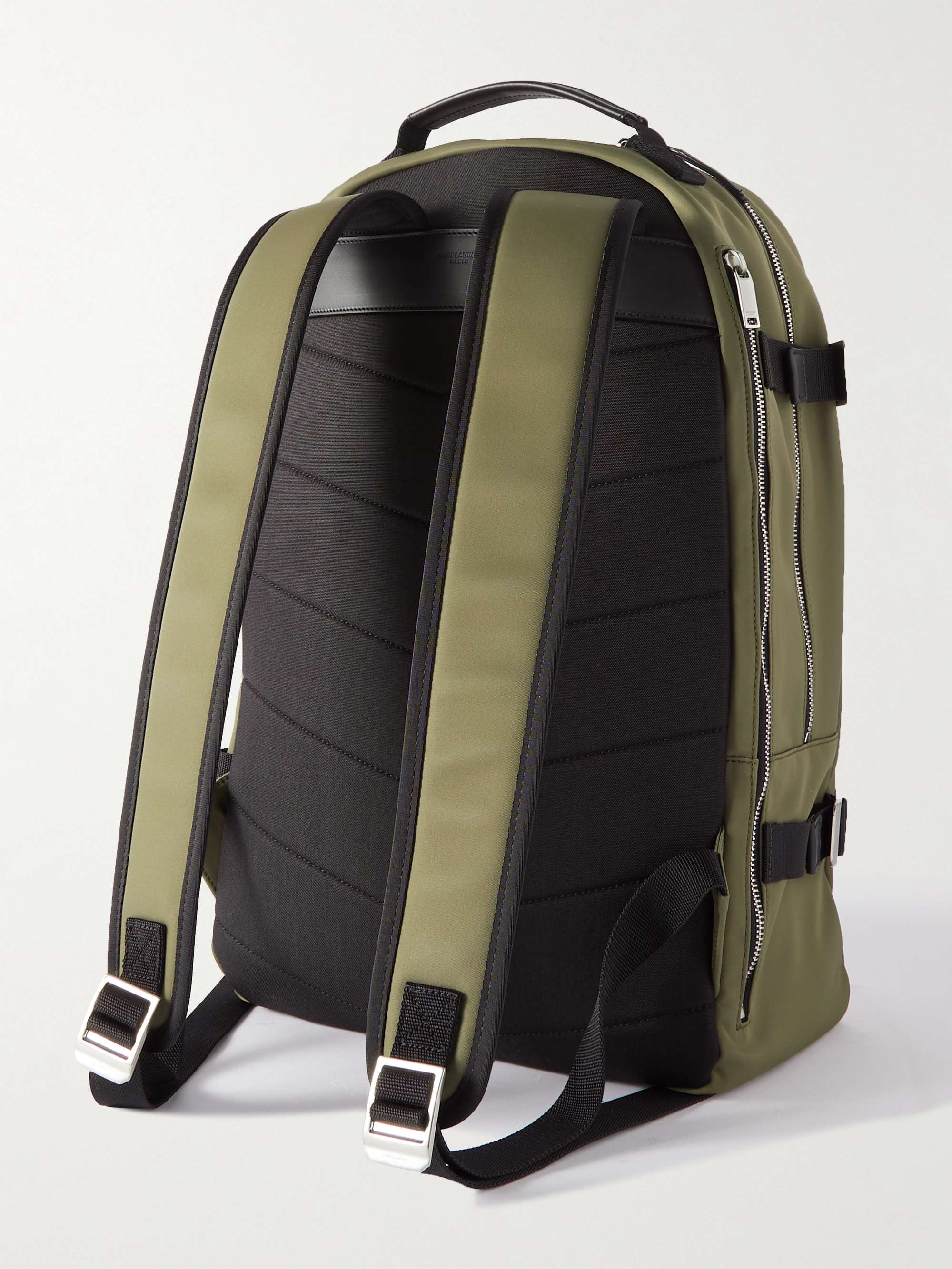 SAINT LAURENT City Trekking Leather-Trimmed Shell Backpack