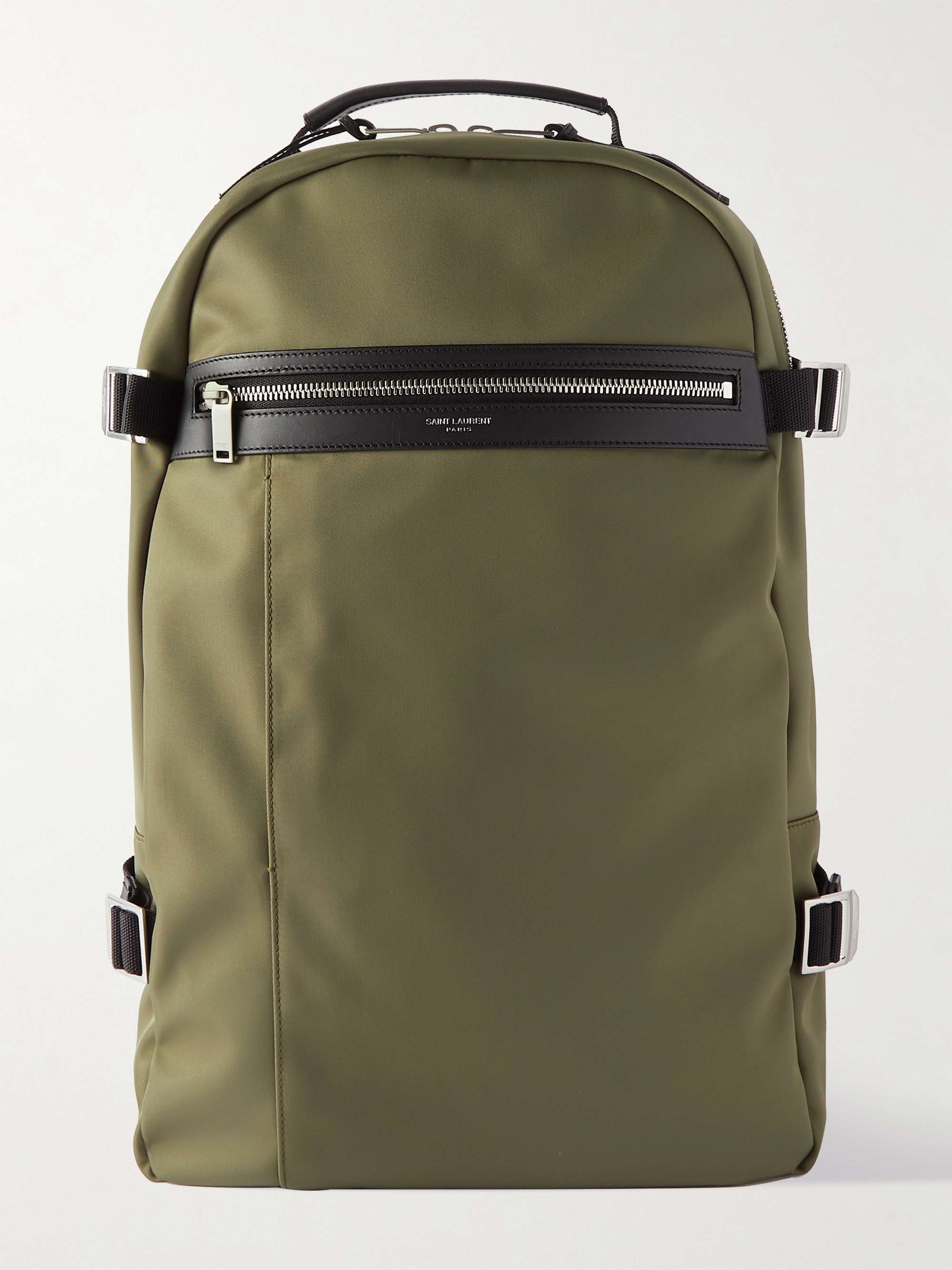 SAINT LAURENT City Trekking Leather-Trimmed Shell Backpack