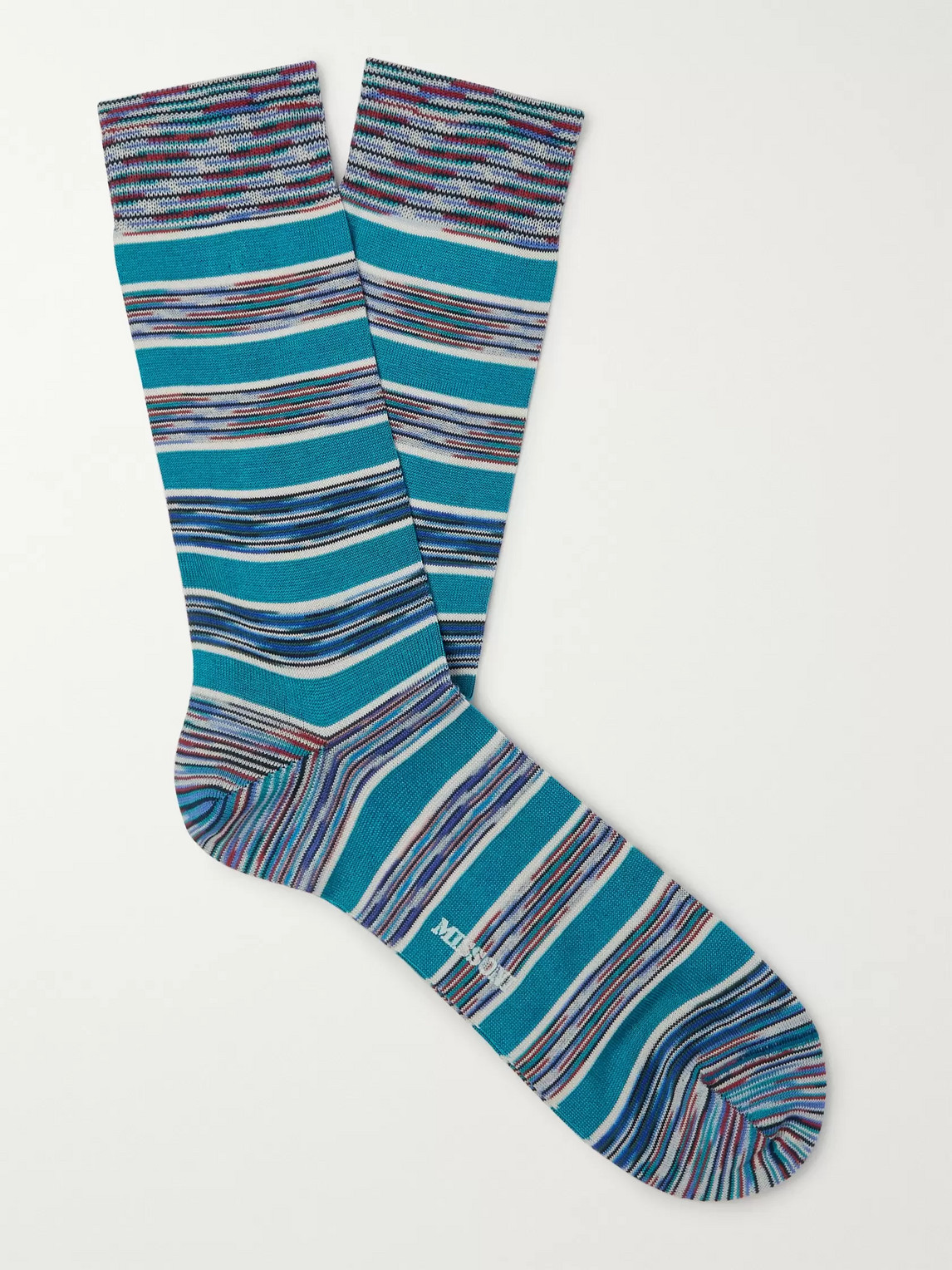 Missoni Striped Cotton-blend Jacquard Socks In Blue