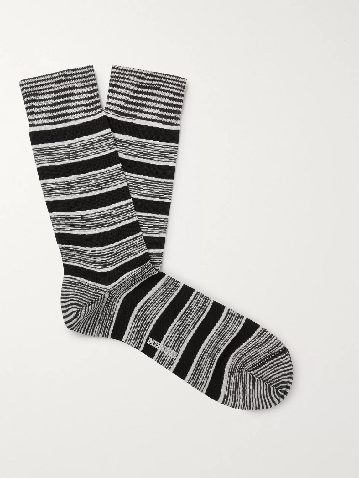 Missoni Striped Cotton-blend Jacquard Socks In Black