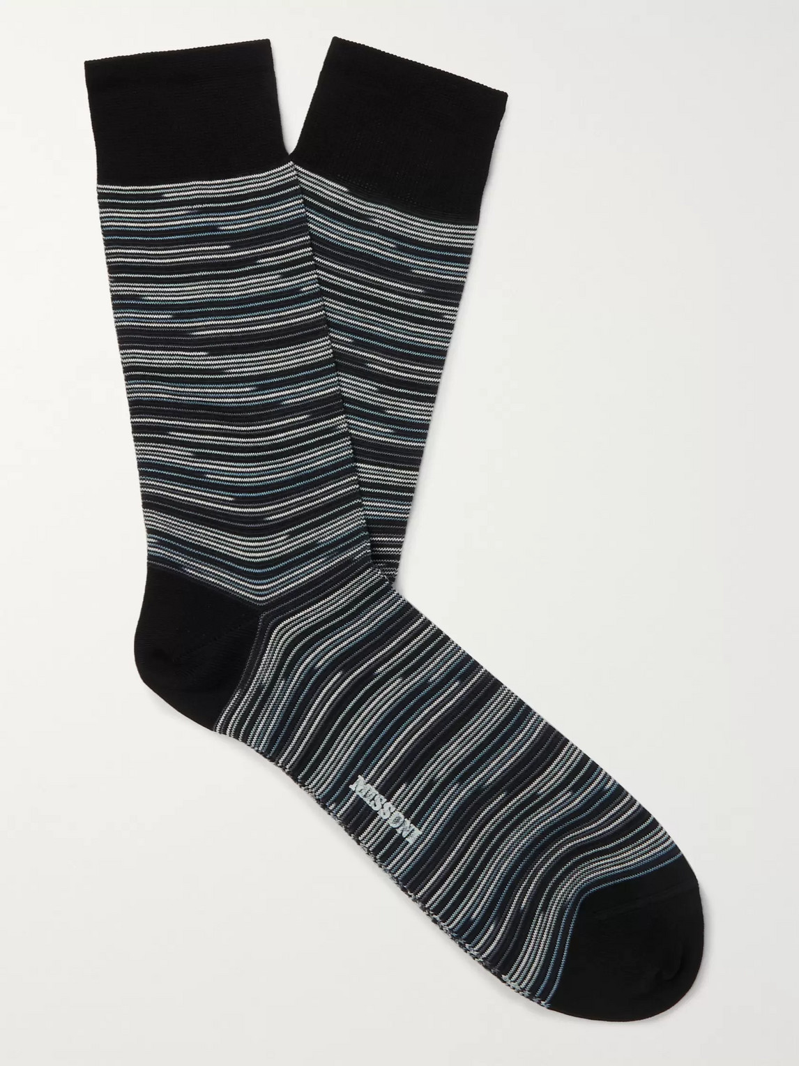 Missoni Striped Cotton-blend Jacquard Socks In Black