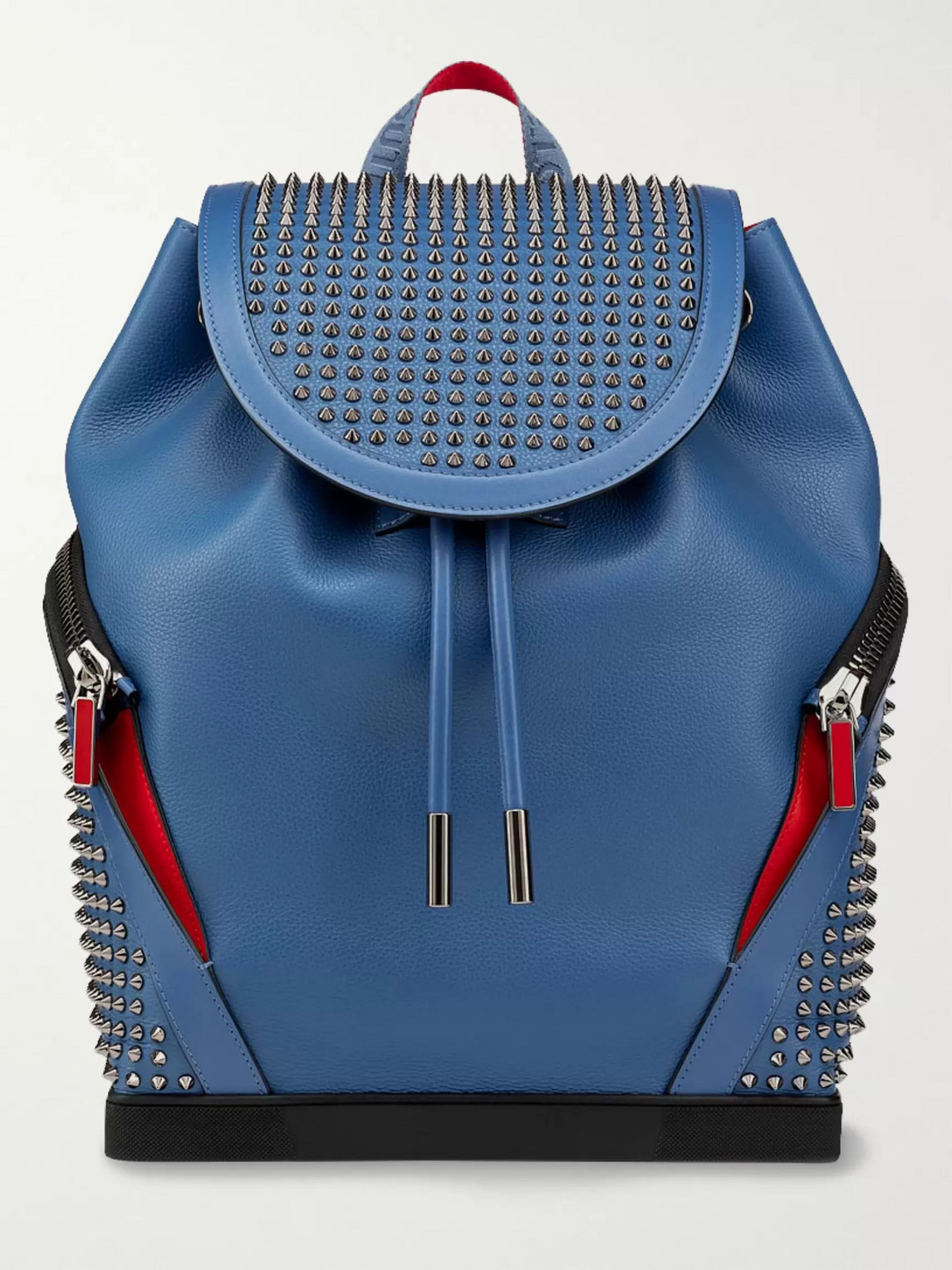 Christian Louboutin Explorafunk Spiked Full-grain Leather Backpack In Blue