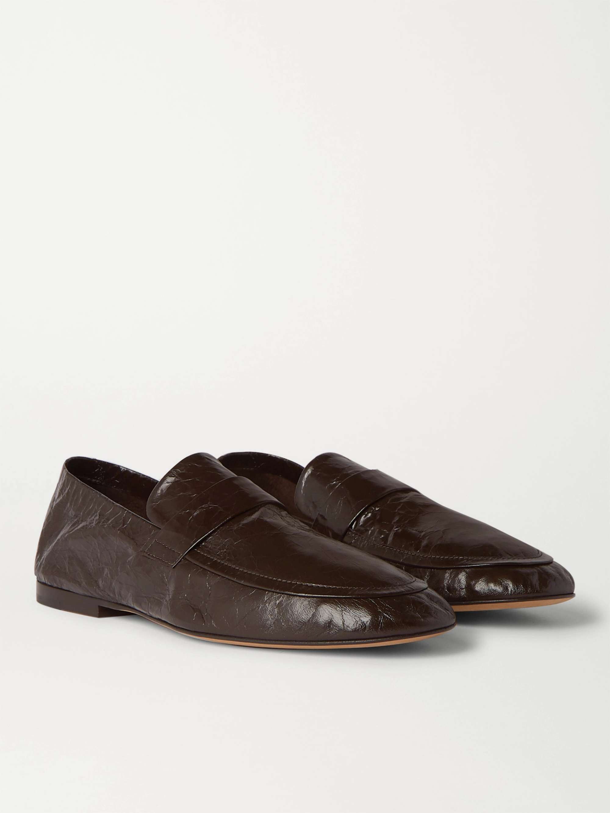 BOTTEGA VENETA Crinkled-Leather Loafers