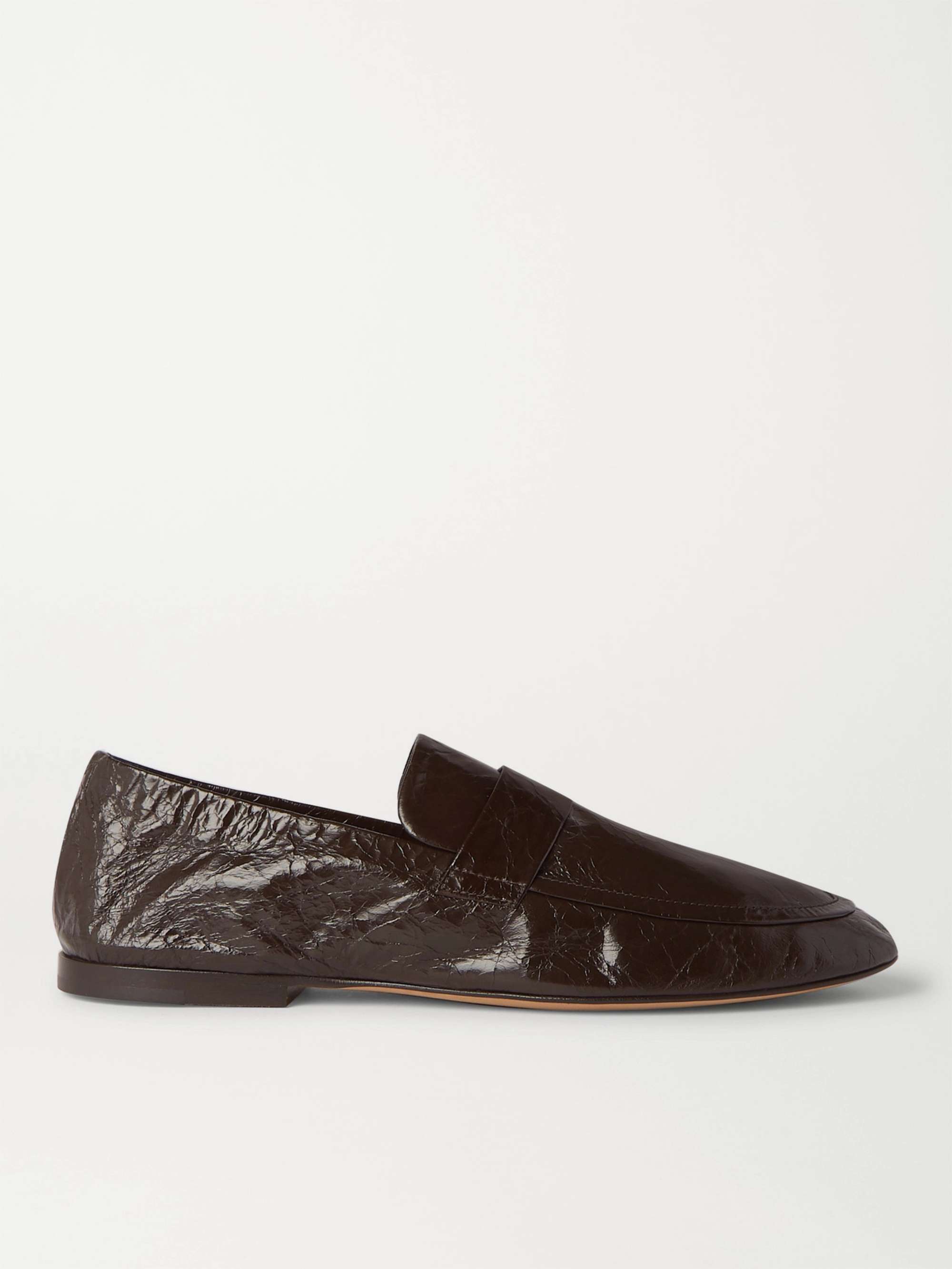 BOTTEGA VENETA Crinkled-Leather Loafers