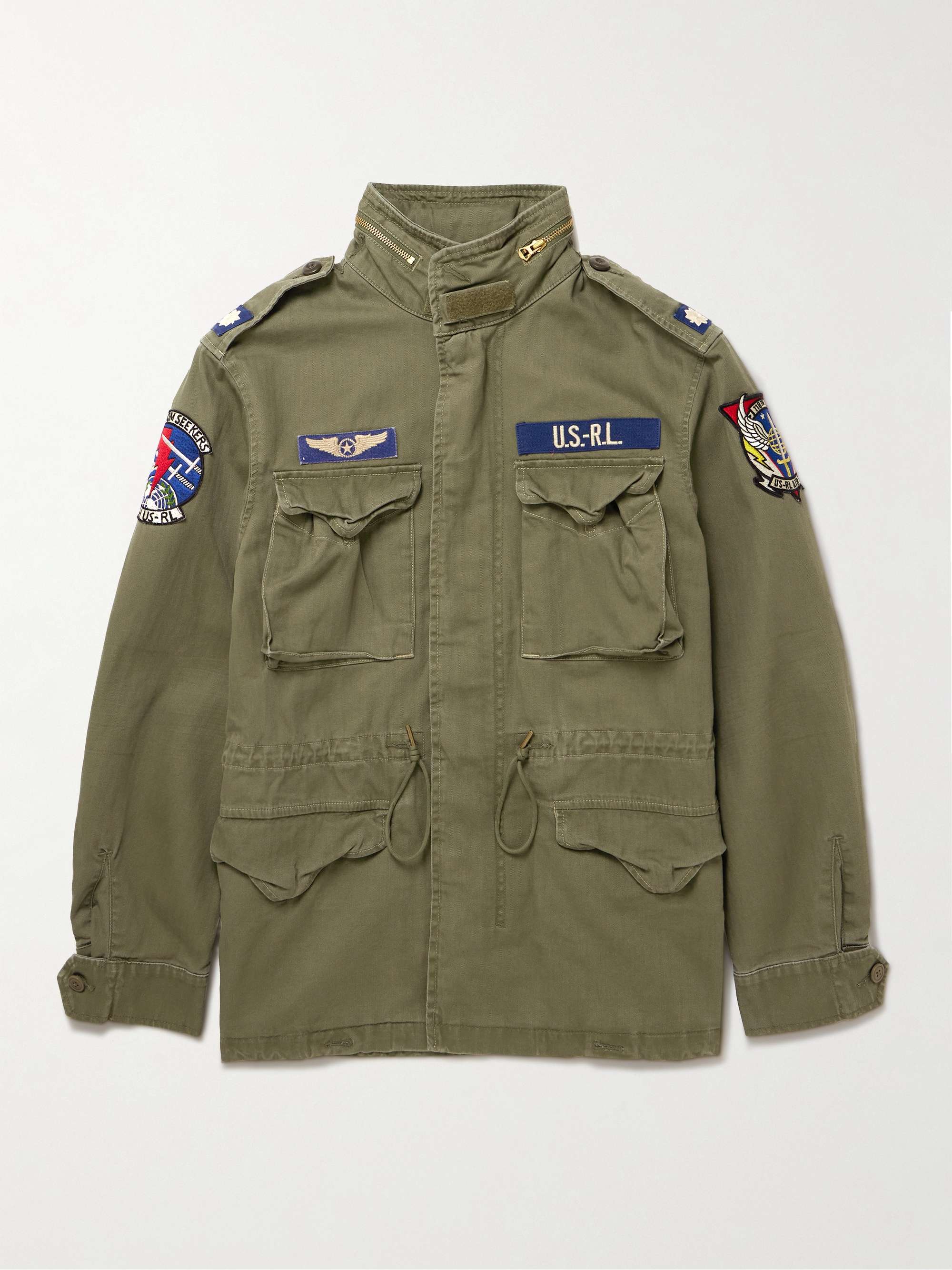 POLO RALPH LAUREN M65 Logo-Appliquéd Herringbone Cotton Field Jacket