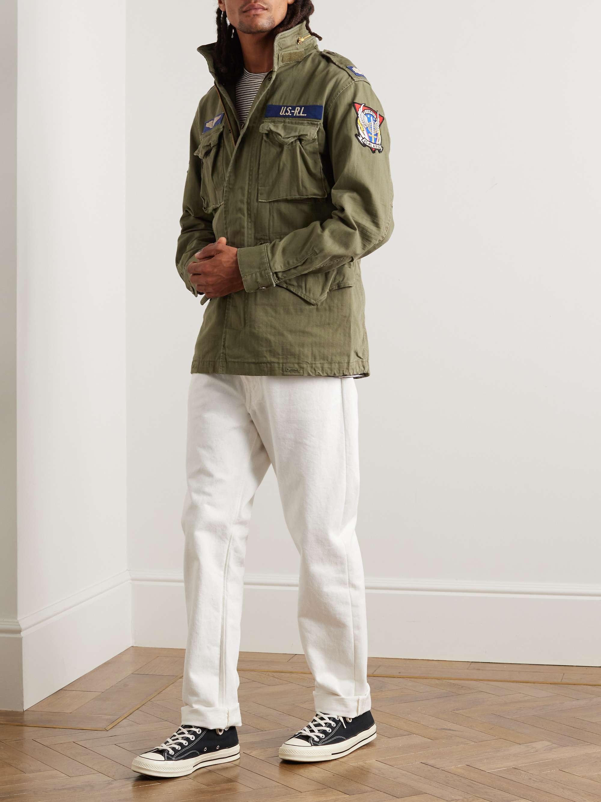 POLO RALPH LAUREN M65 Logo-Appliquéd Herringbone Cotton Field Jacket