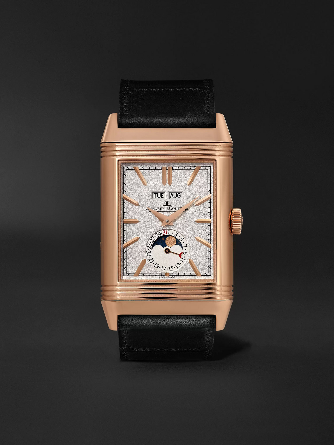 JAEGER-LECOULTRE + CASA FAGLIANO REVERSO TRIBUTE CALENDAR LIMITED EDITION HAND-WOUND 29.9MM 18-KARAT ROSE GOLD AND LE