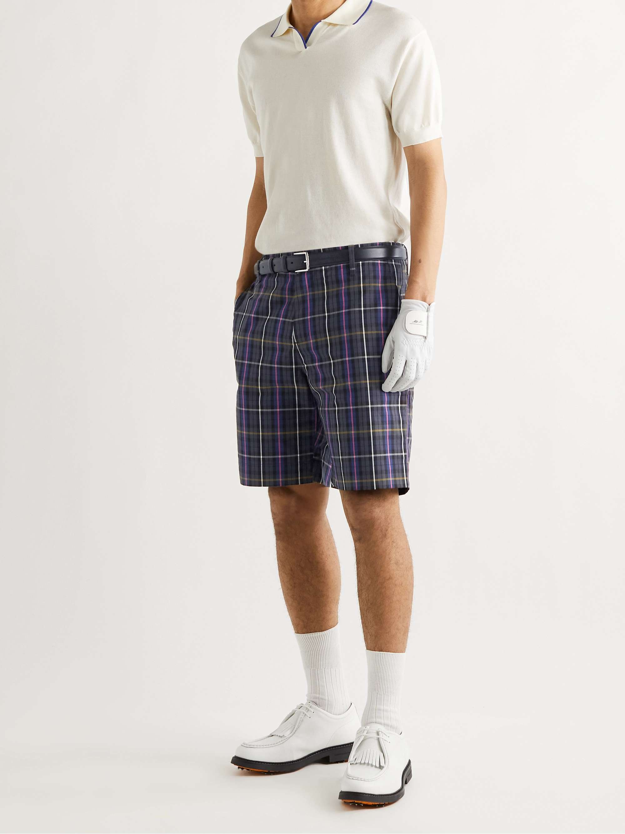 MR P. Checked Cotton-Poplin Golf Shorts