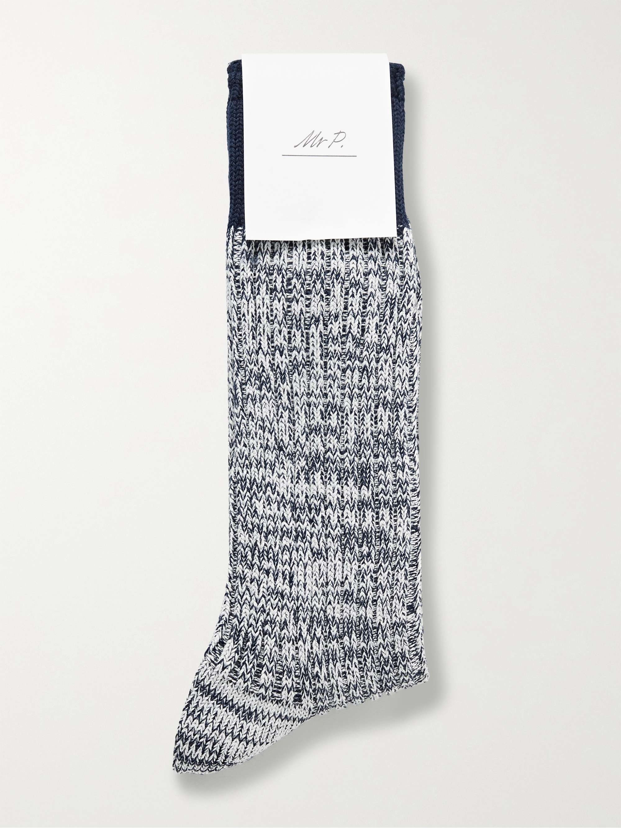 MR P. Ribbed Mélange Cotton-Blend Socks