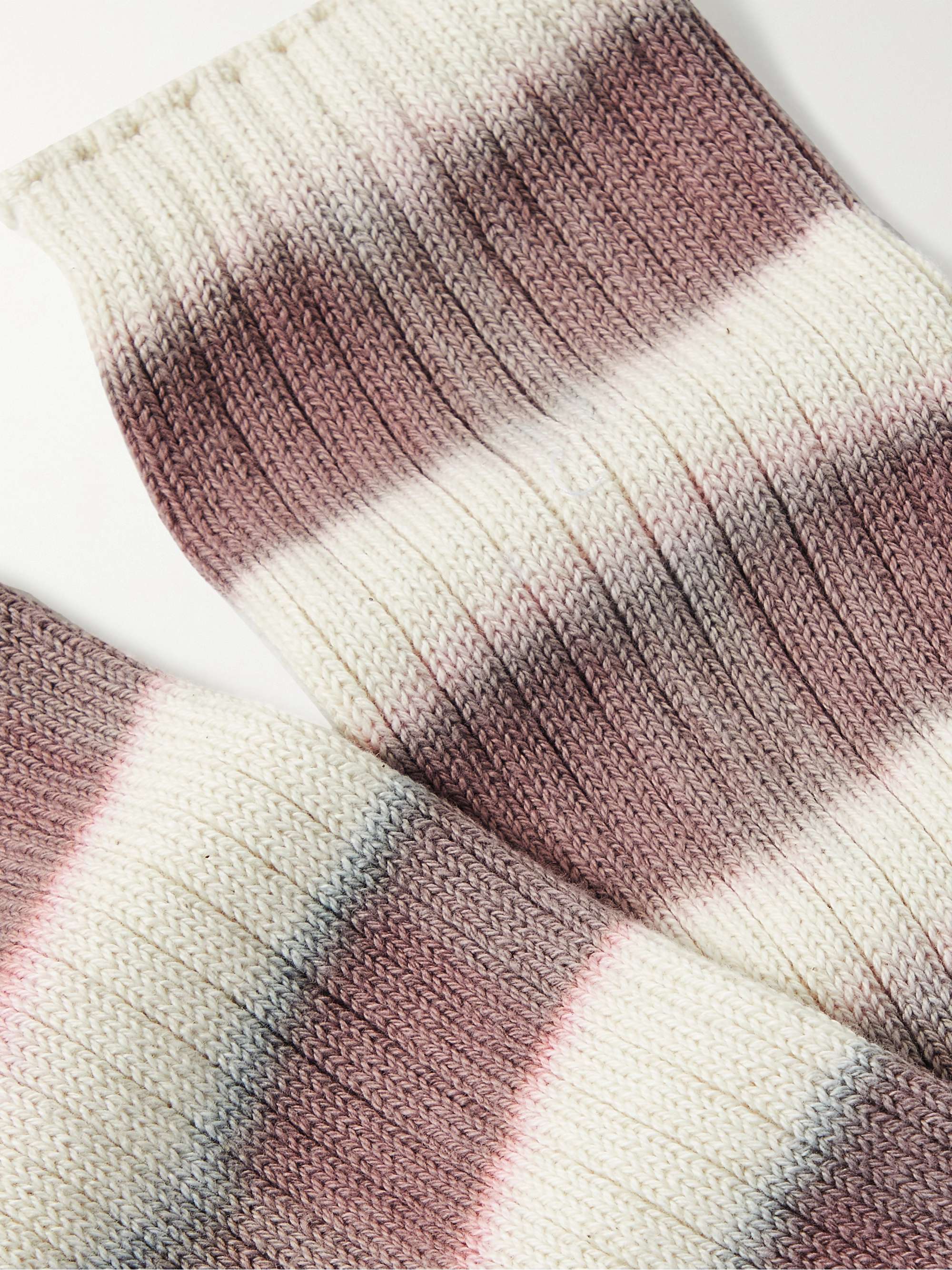 MR P. Ribbed Tie-Dyed Striped Cotton-Blend Socks