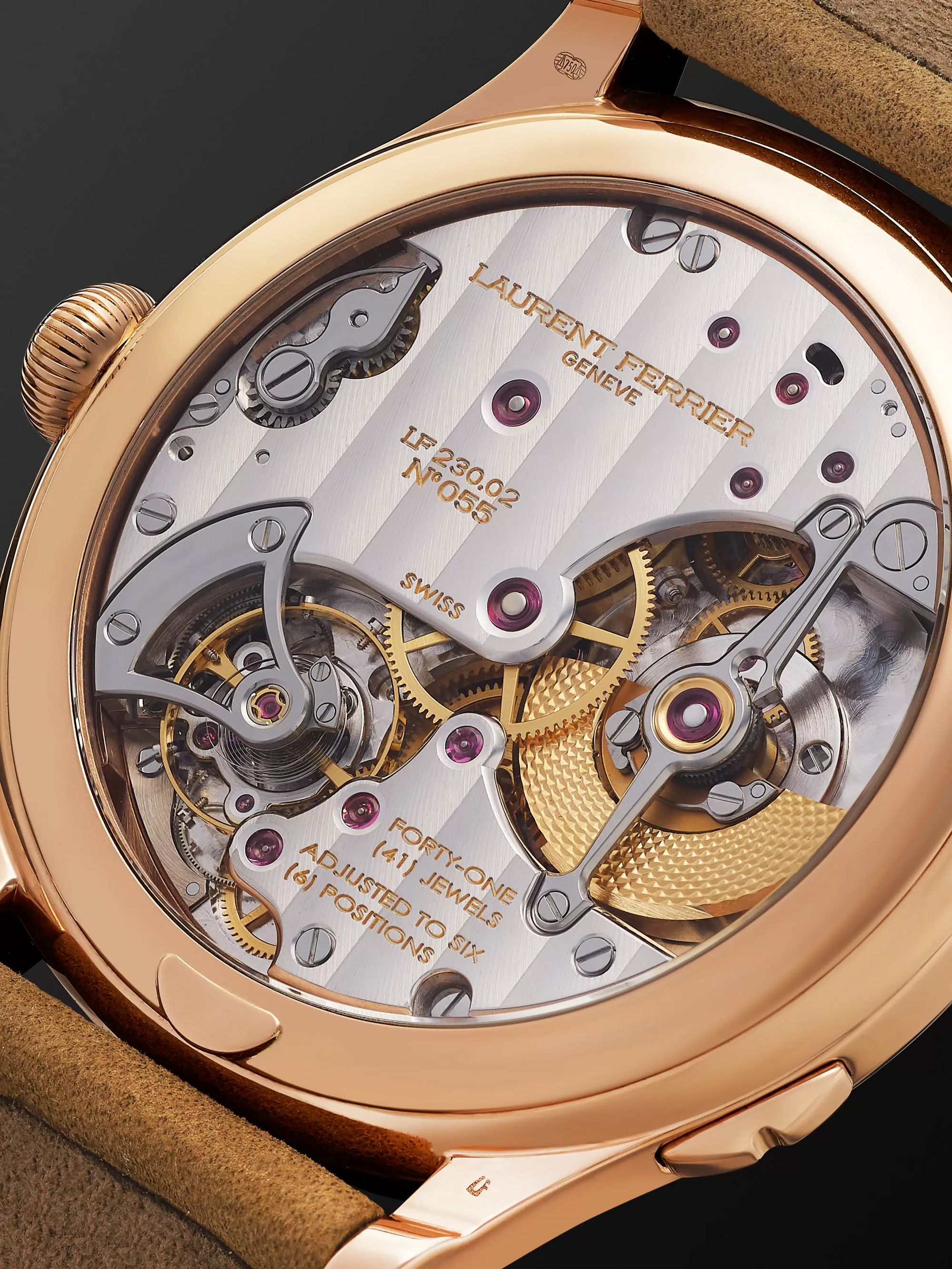 Laurent Ferrier Traveller Automatic 41mm 18-Karat Red Gold and Leather Watch, Ref. No. LCF007.R5.AR1.1