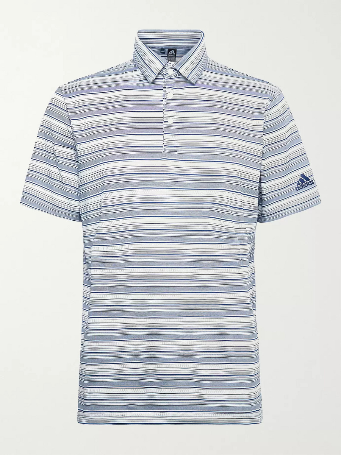 Adidas Golf Striped Recycled Stretch-jersey And Mesh Golf Polo Shirt In Blue