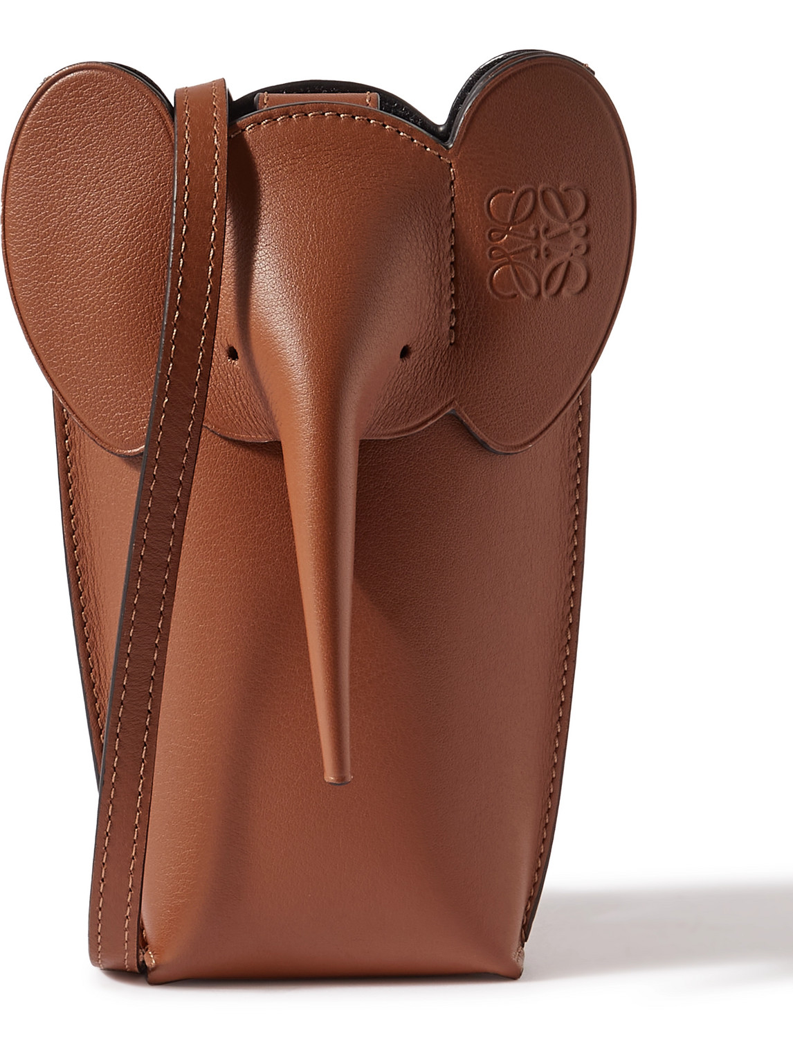 Loewe Paula's Ibiza Elephant Leather Pouch In Brown